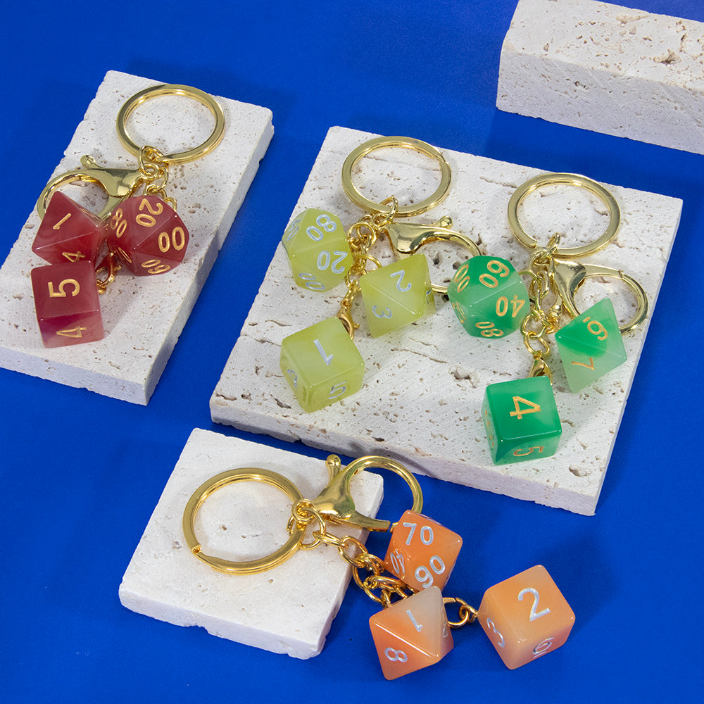 Luminous Dice Keychain Fashion Dice Charm, Pouch Handbag Car Pendant, Table Game Souvenirs for DND RPG Game Lover