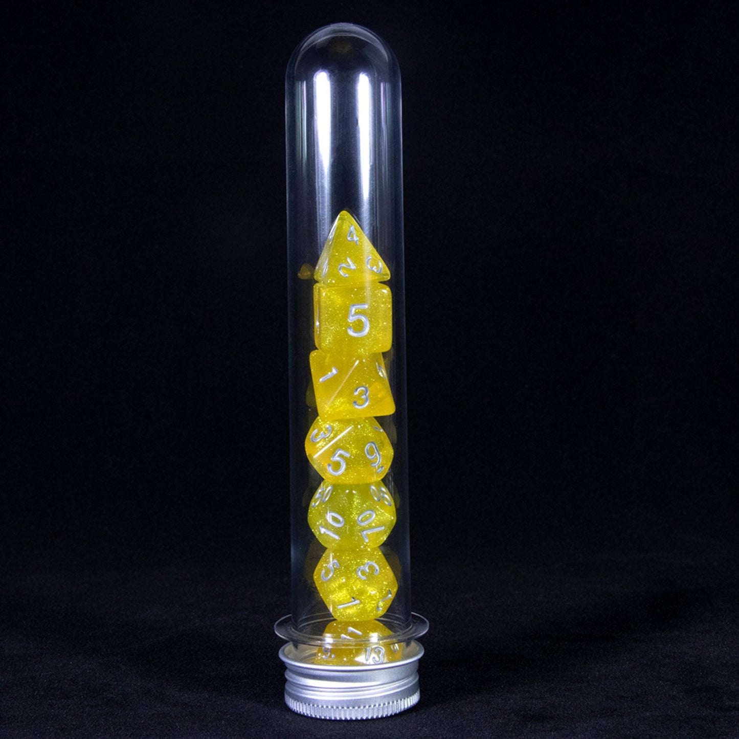 7pcs Glitter Polyhedral Dice Set D4 D6 D8 D% D10 D12 D20 Dice with Tube for D&D RPG Role Playing Game Table Game Accessories