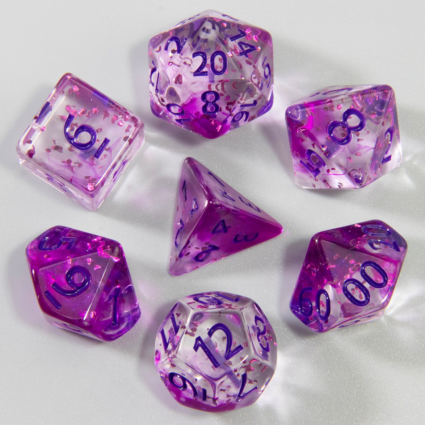 Glitter and Nebula Effect DND Dice Set 7pcs D4-D20 Polyhedral Dice for Role Playing Game Board Game Accessories As Gift