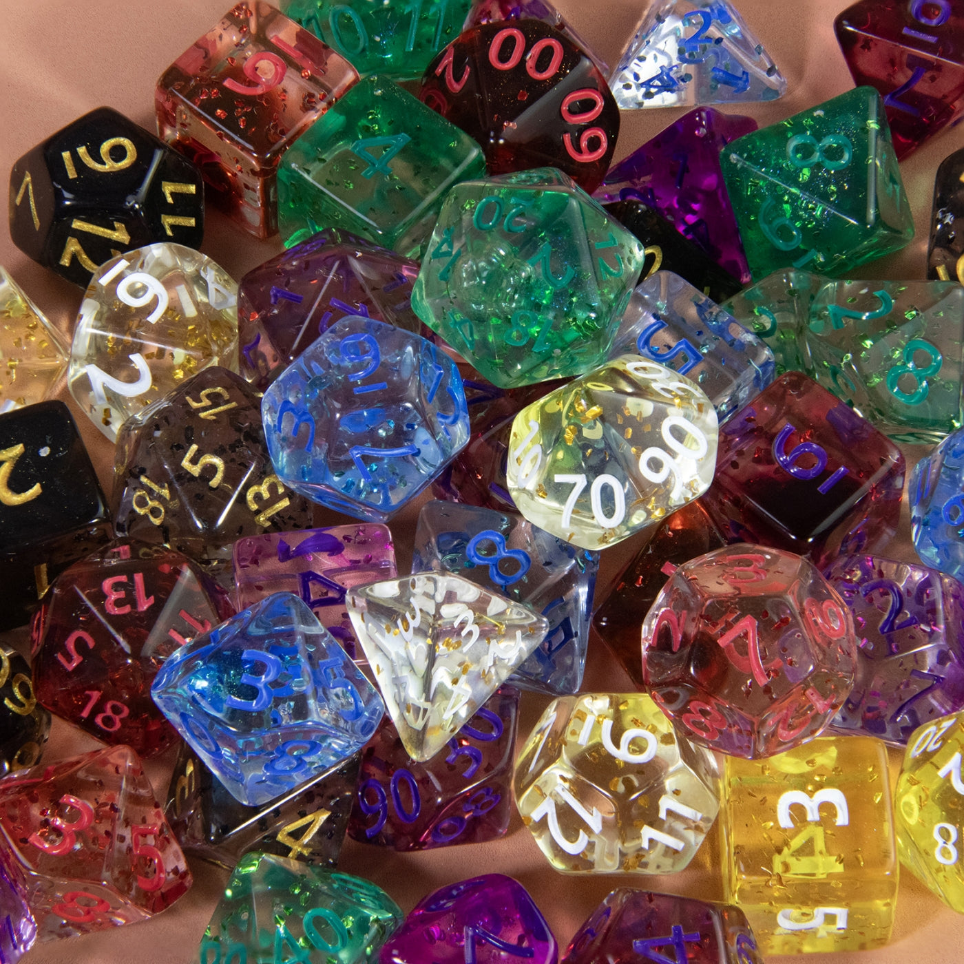 Glitter and Nebula Effect DND Dice Set 7pcs D4-D20 Polyhedral Dice for Role Playing Game Board Game Accessories As Gift