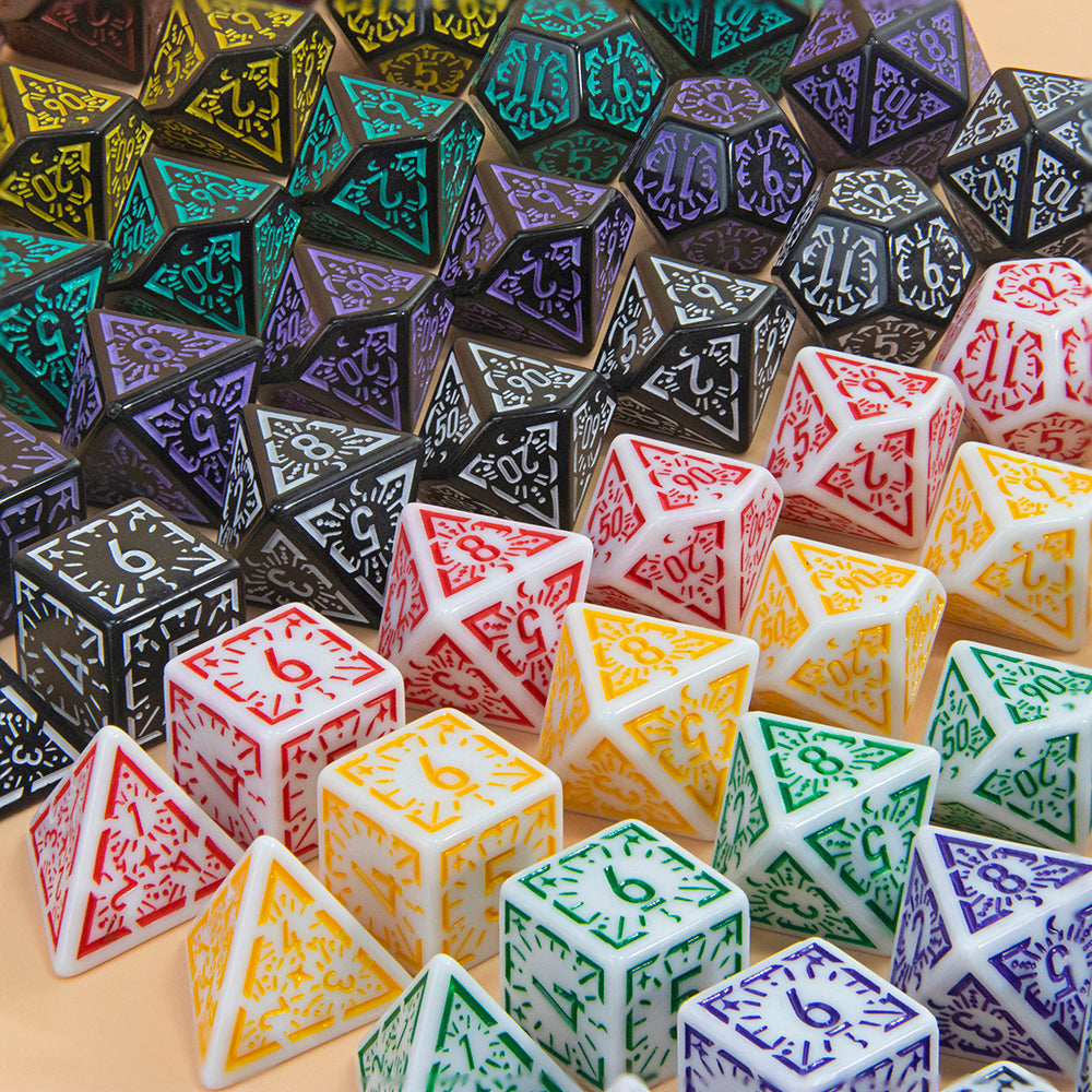 DND Carving Pattern Dice 7Pcs RPG Polyhedral Dice Set for Boardgame As Gift Entertainment Accessories