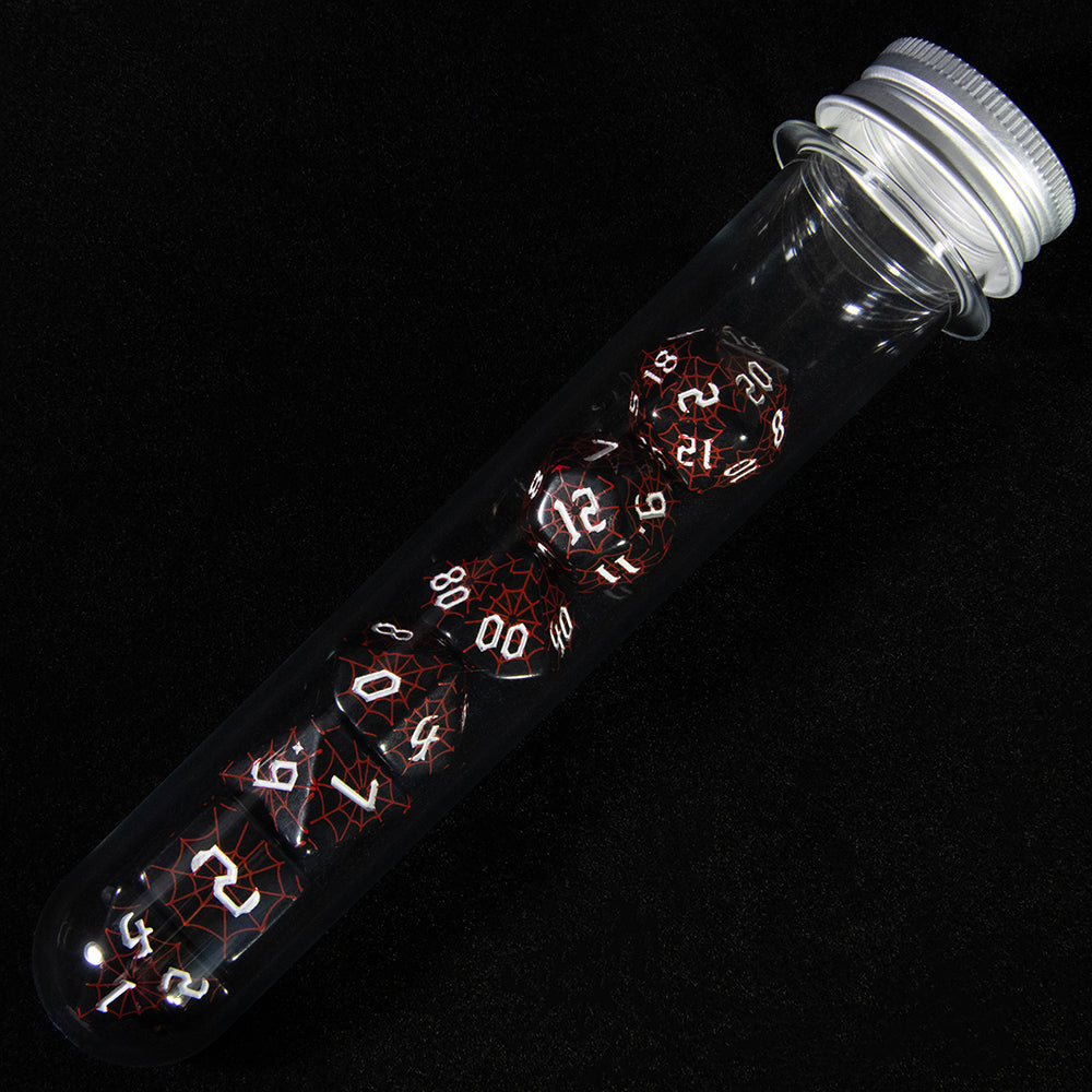 7pcs DND Polyhedral Dice Set Creative Spider Web Design Dice D4-D20 with Tube Playing Table Game for Bar Party Club