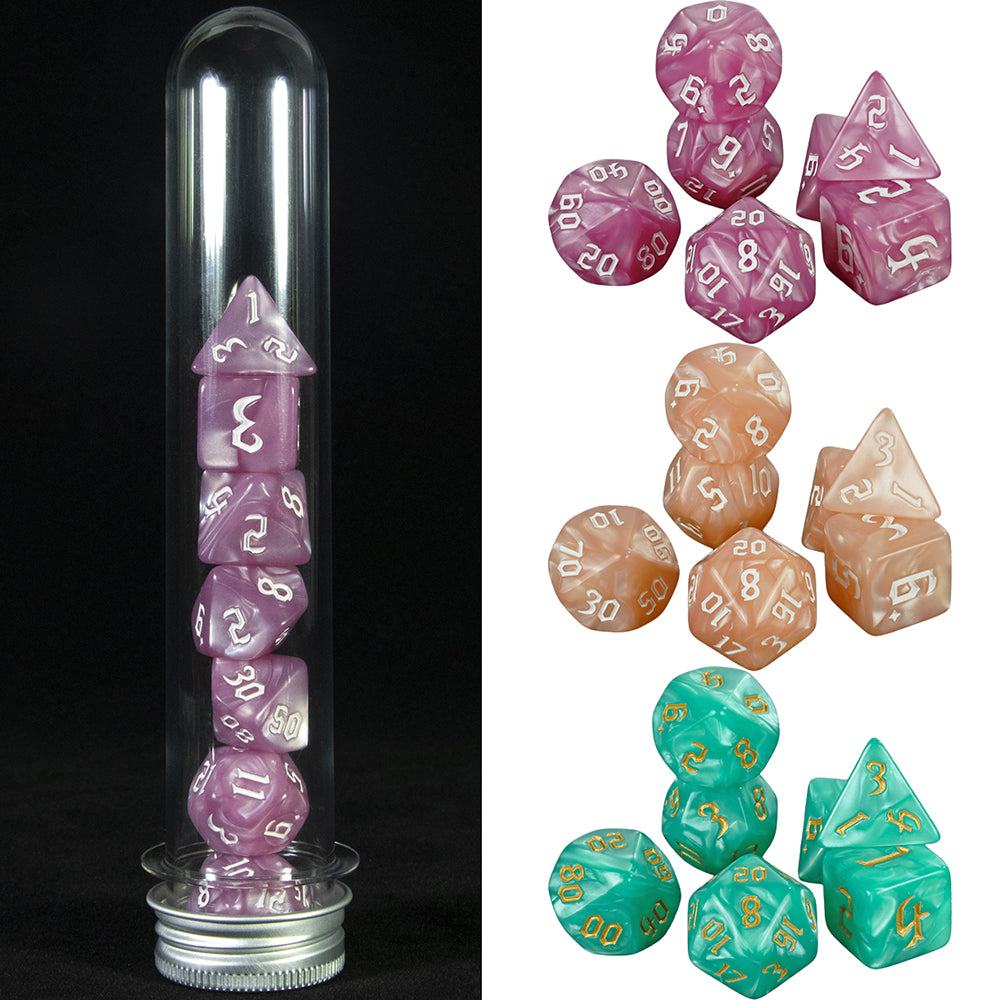 DND Polyhedral Dice Set 7 Pieces Marble Effect Game Dice Set with Tube for D&D RPG Role Playing Table Games