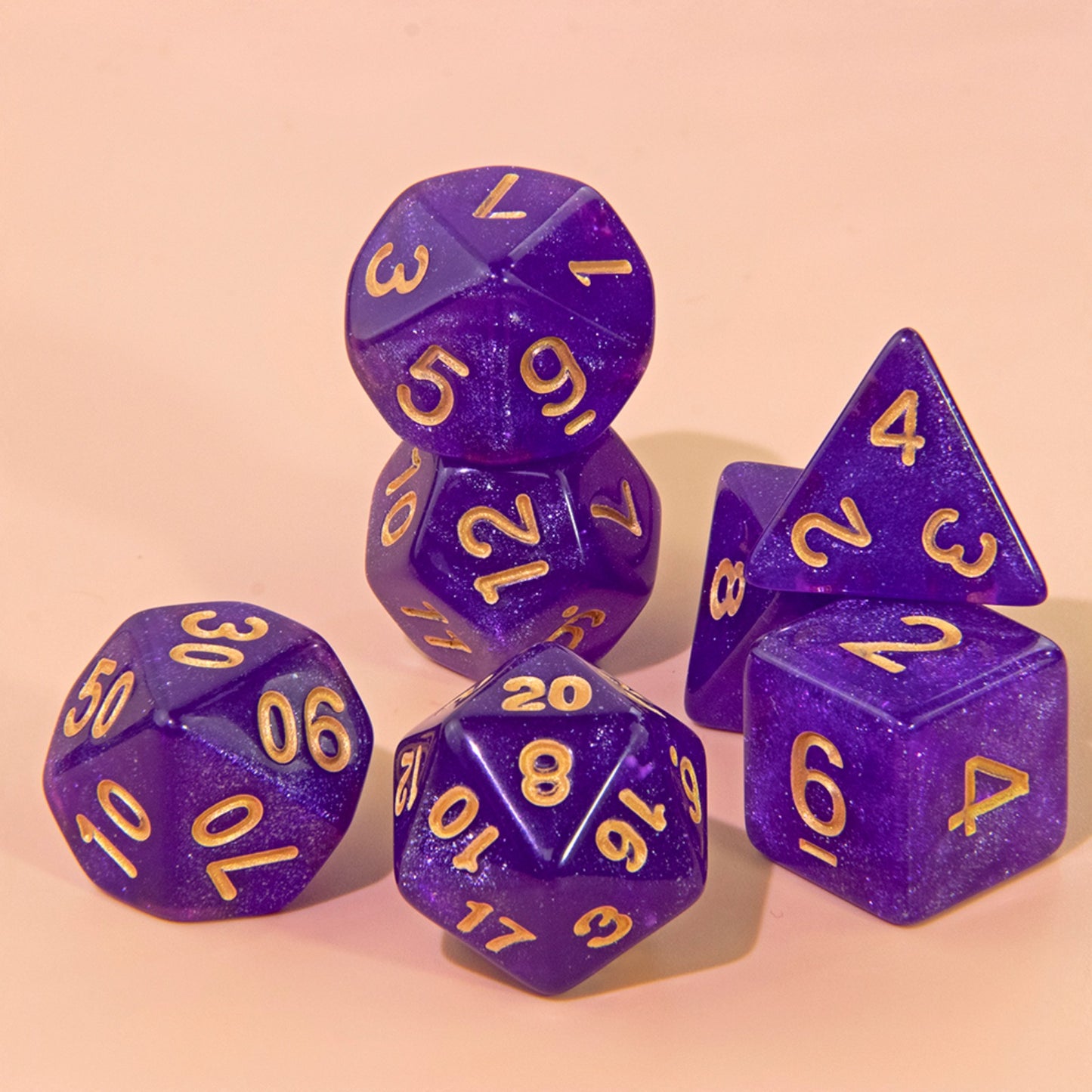 7pcs Glitter Polyhedral Dice Set D4 D6 D8 D% D10 D12 D20 Dice with Tube for D&D RPG Role Playing Game Table Game Accessories