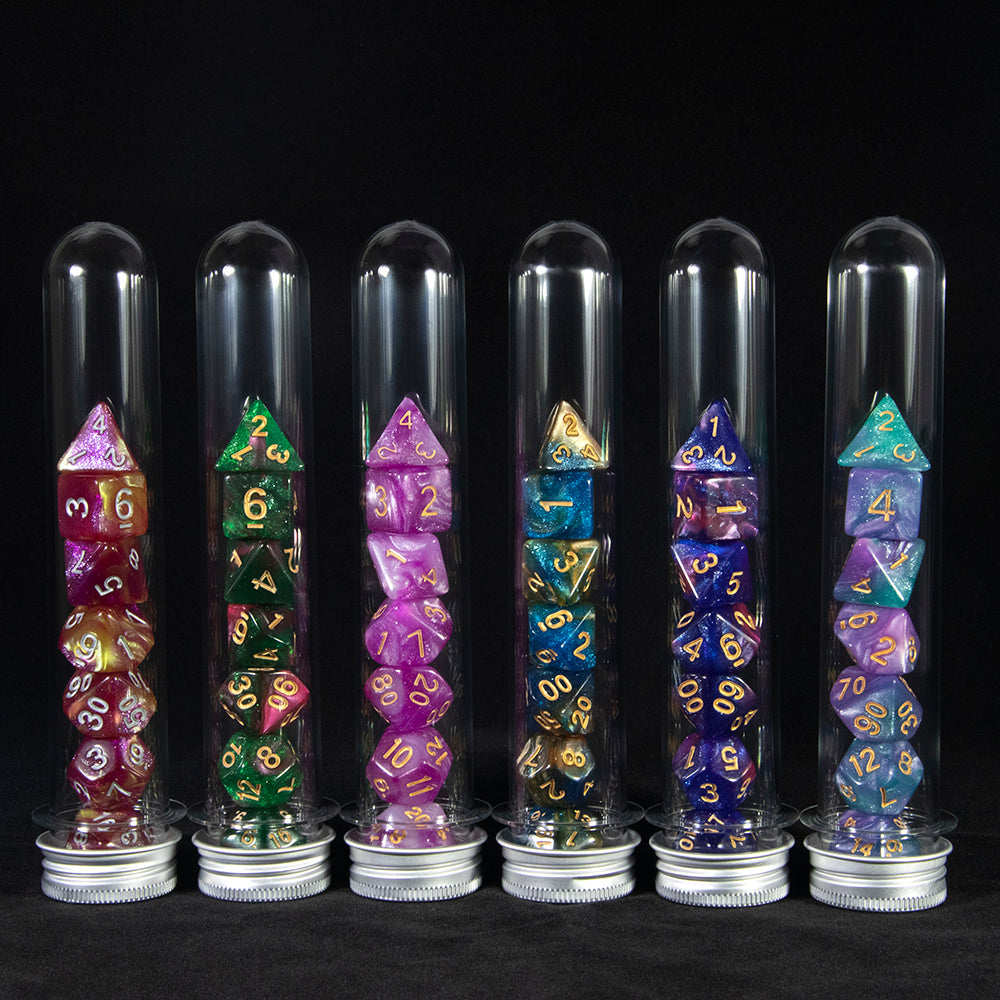 Creative Universe Galaxy DND Game Dice Polyhedral Dice Set with Tube for Souvenirst Entertainment RPG Table Game