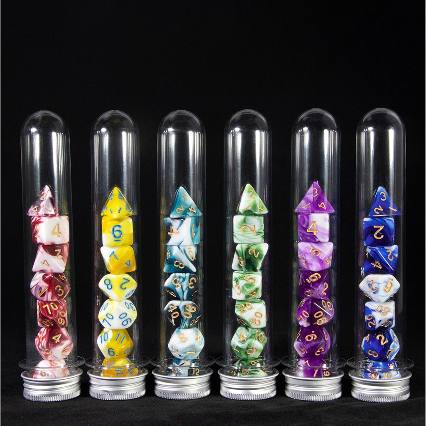 Double Color Polyhedral Dice Set 7pieces D&D Dice with Tube Table Board Playing Game for Bar Party Club