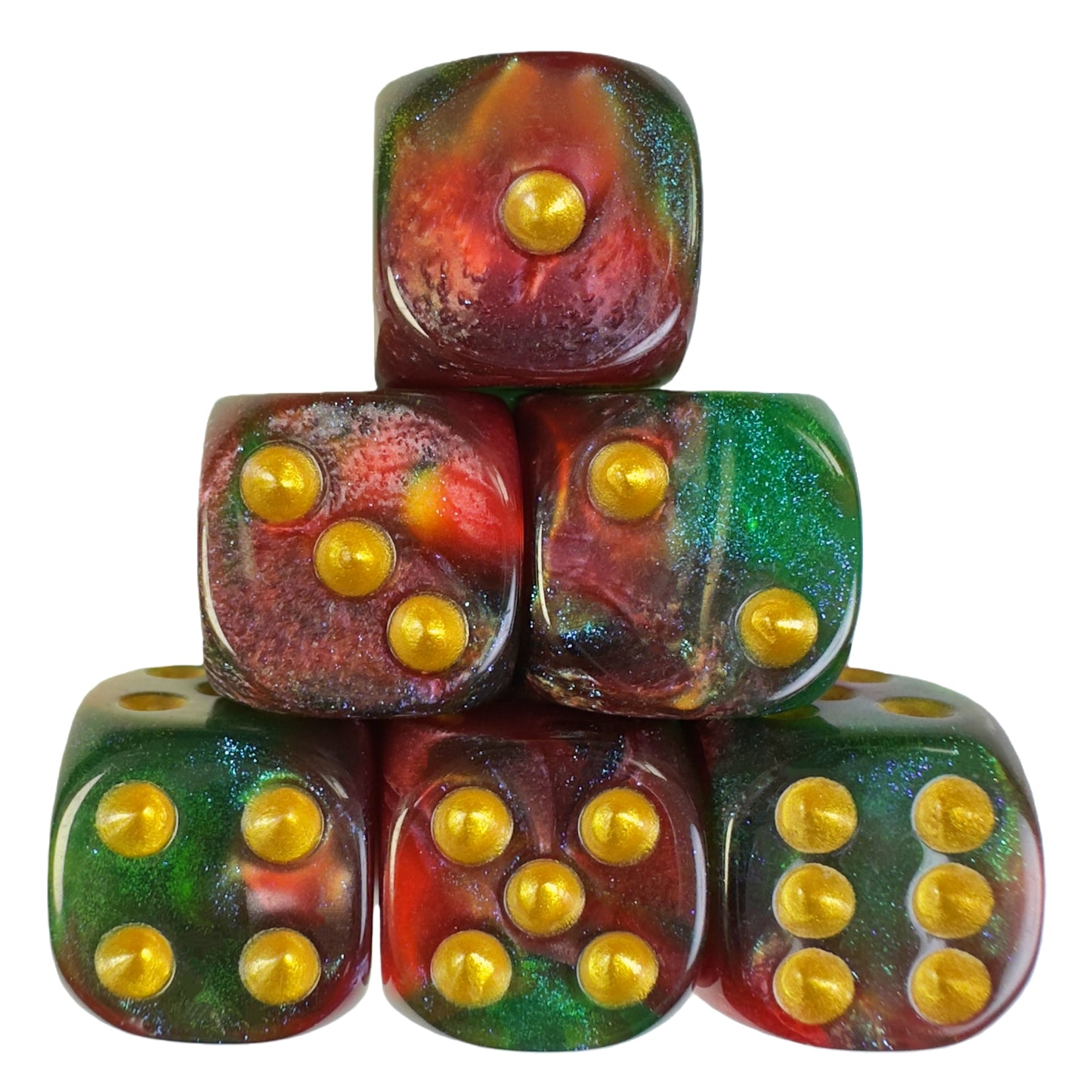 6pcs 16mm DND Dice 6 Sided with Pips, D6 Mixing Color with Glitter Dice for Party Entertainment Table Game