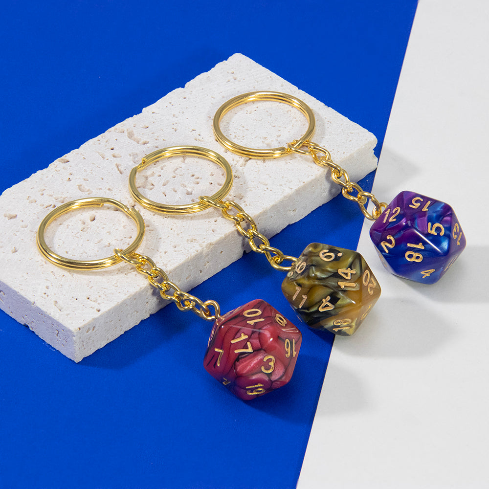 Colored Dice Keychain Lucky Keyring Table Game Souvenirs Perfect for DND Game Lover Gift, Bag, Car Pendant