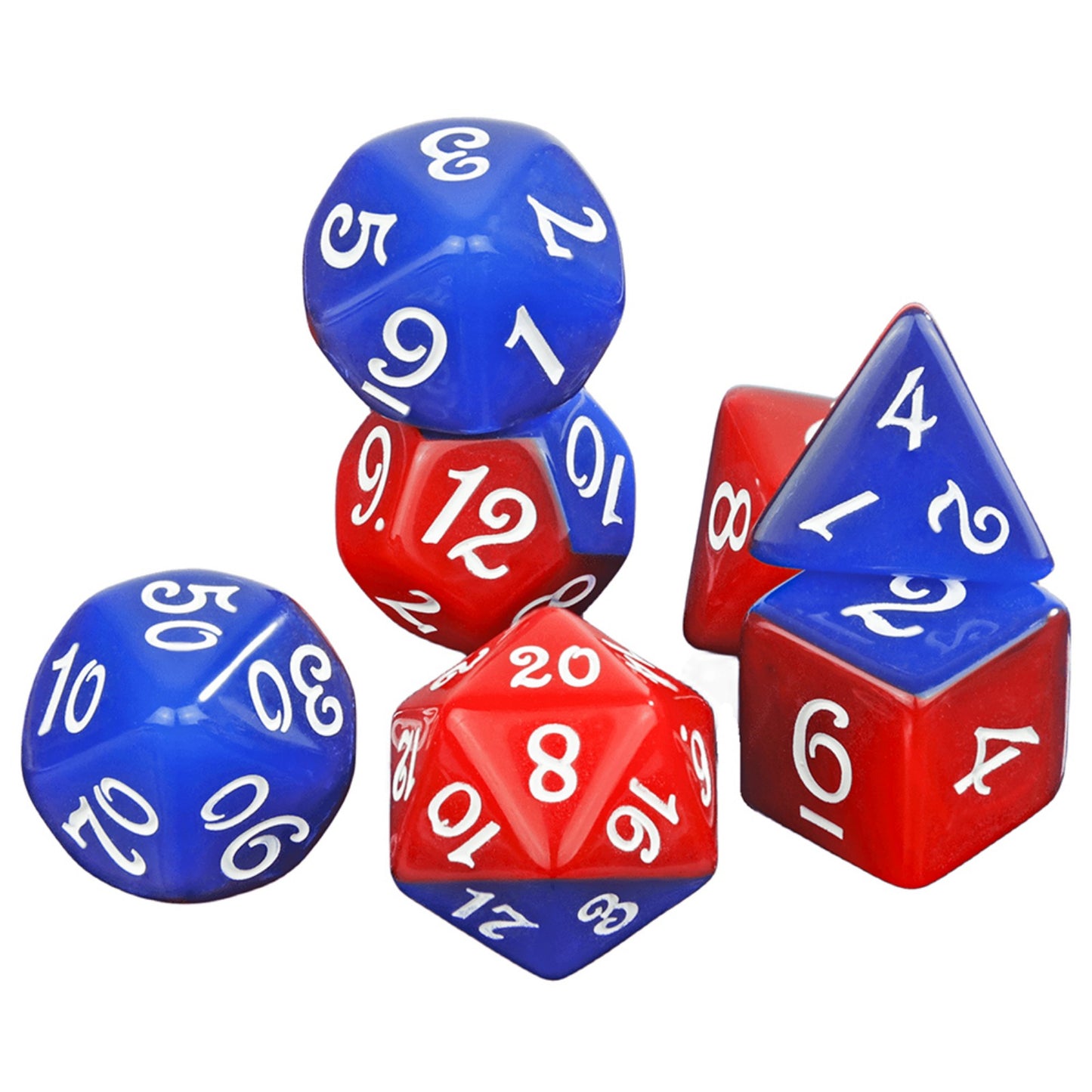 Splice Color Dice Set 7pcs Two-color DND Game Polyhedral Dice with Tube for D&D Role Playing Games and Tabletop Games
