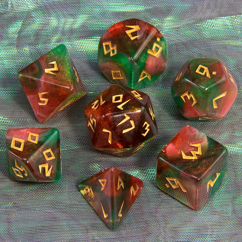 DND Dice Set Acrylic Polyhedral Dice 7 Pieces Mixed Colour Glitter Games Dice for RPG DND Board Game Accessories