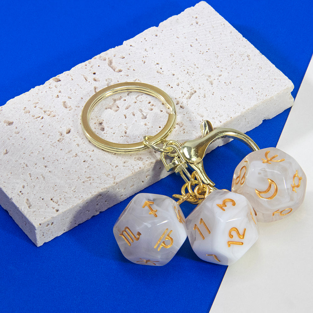 Dice Pendant Keychain Creative Gift Keyring Tarot D12 Dice Keychains for Wallet Handbag Lanyard