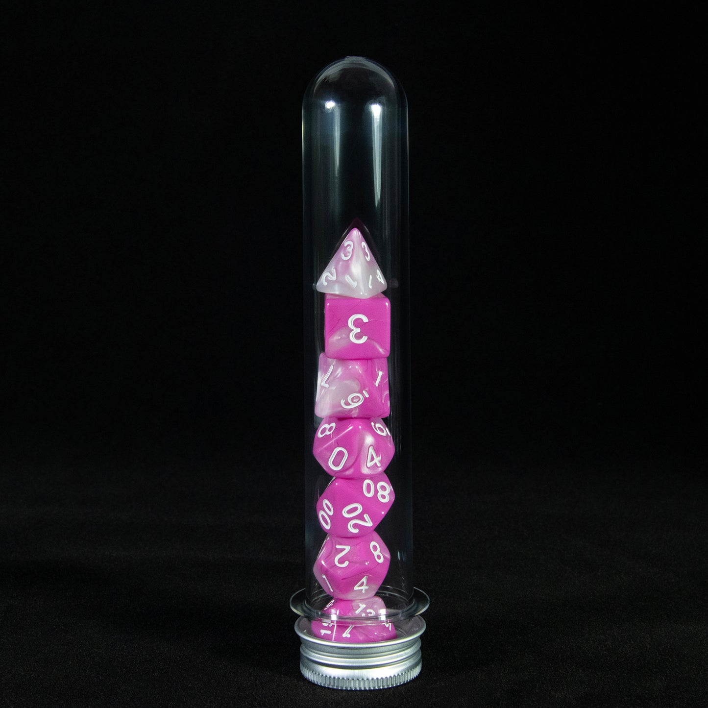 Mixing Colors Glitter Polyhedral Dice Set 7pieces DND Games Dice with Tube for D&D RPG Role Playing Table Games