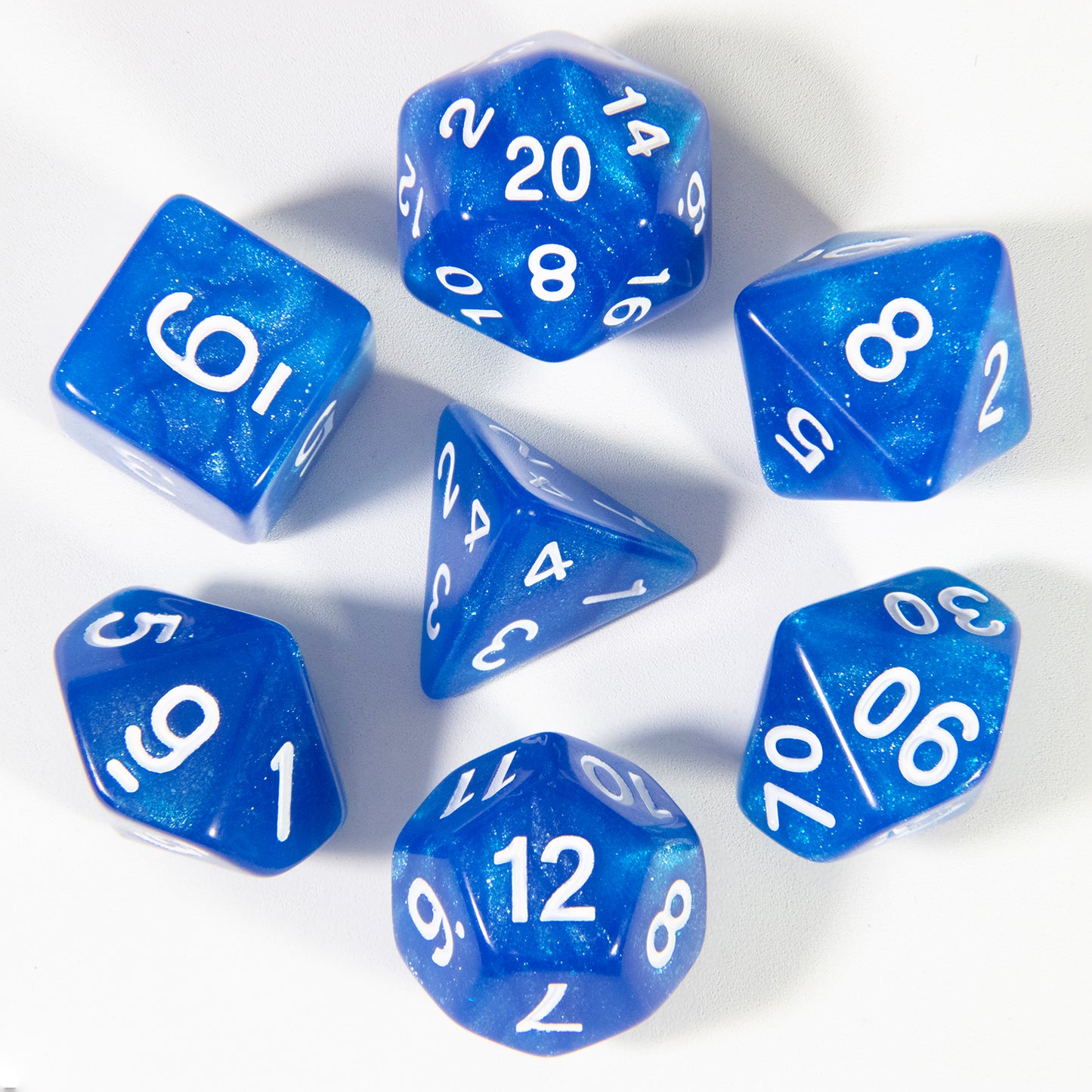 Glitter Dice Set 7pcs Game Polyhedral Dice D4, D6, D8, D10, D%, D12, D20 for D&D Game and Funny Entertainment Board Games