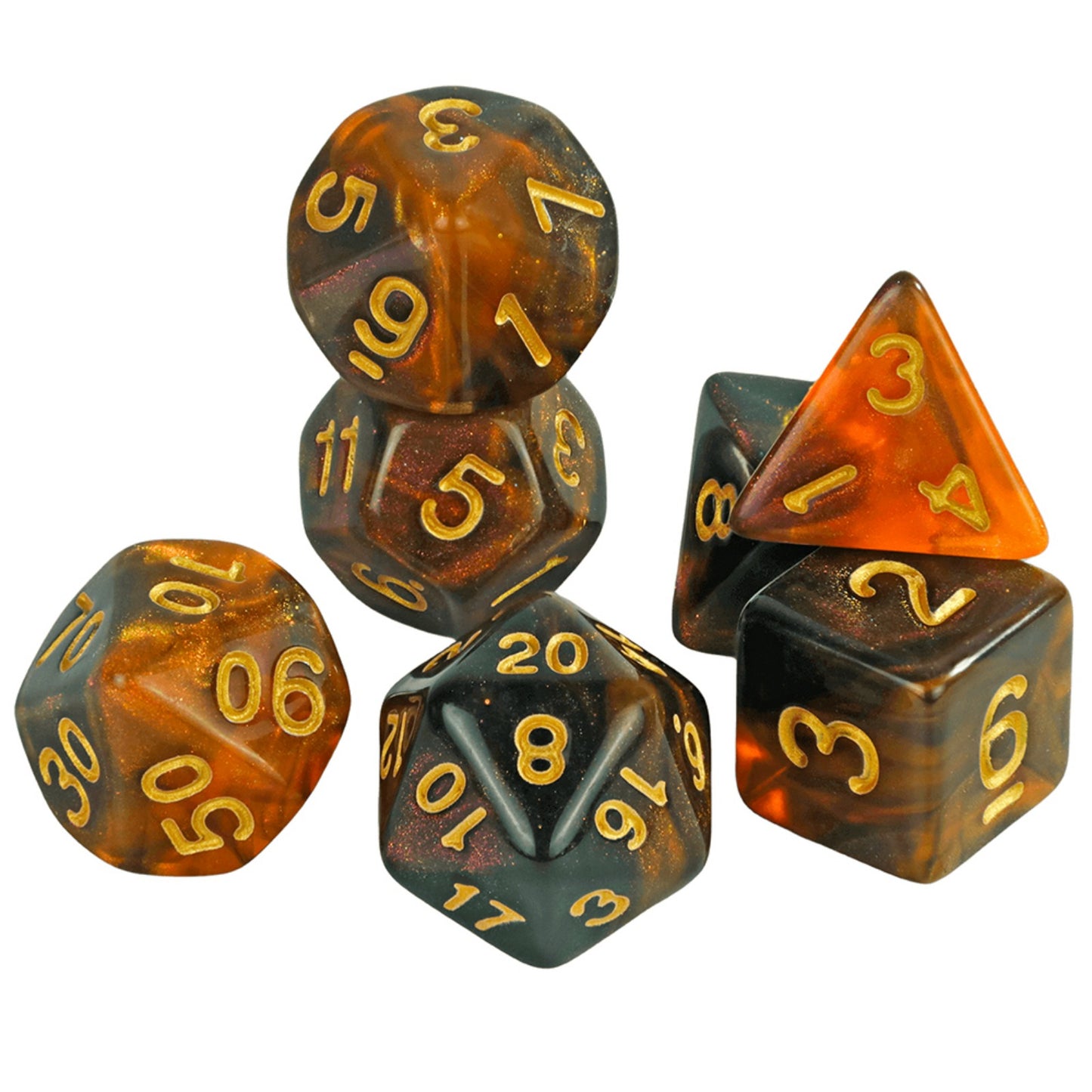 7pcs D&D Dice Set Mixed Color and Glitter Polyhedral Game Dice with Tube, Table Board Playing Game for Bar Club Party