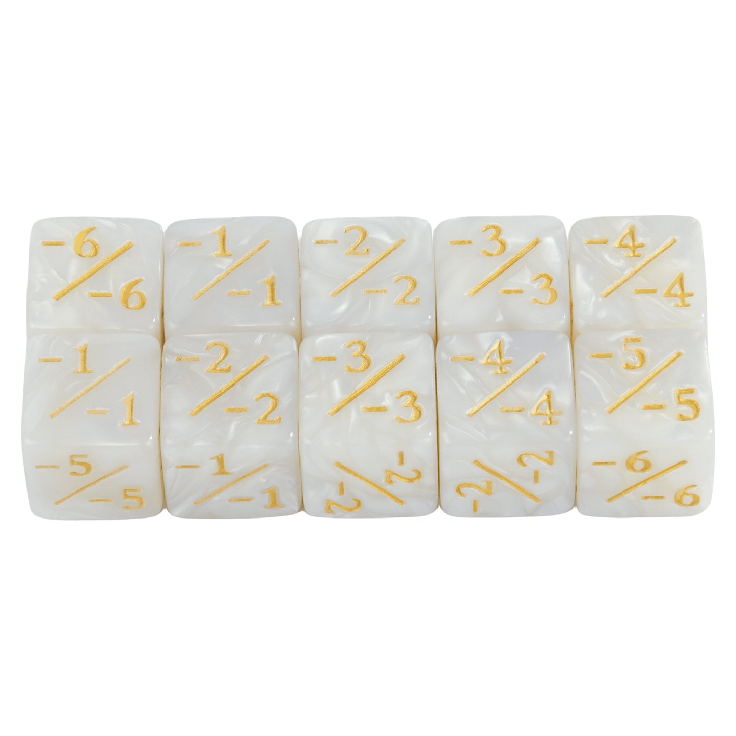 Six Sided Dice Set D6 Counters +1/+1 and -1/-1 Set of 10 Dice for Math Teaching, Card Game Accessories