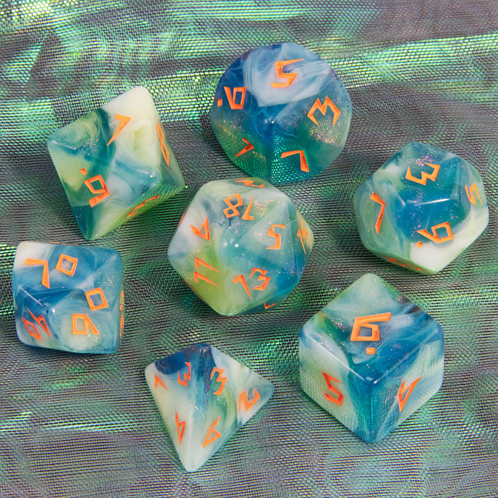 DND Dice Set Acrylic Polyhedral Dice 7 Pieces Mixed Colour Glitter Games Dice for RPG DND Board Game Accessories