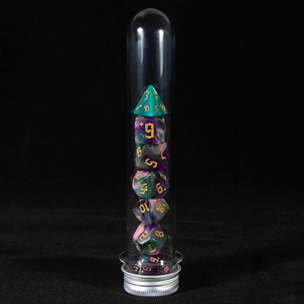 DND Dice Set 7Pcs Polyhedral Dice D4 D6 D8 D10 D12 D20 with Tube Mixed Color for D&D Tabletop Role-Playing Games Accessories