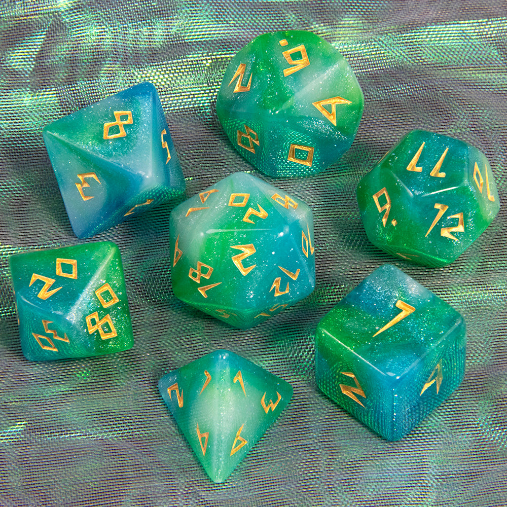 DND Dice Set Acrylic Polyhedral Dice 7 Pieces Mixed Colour Glitter Games Dice for RPG DND Board Game Accessories