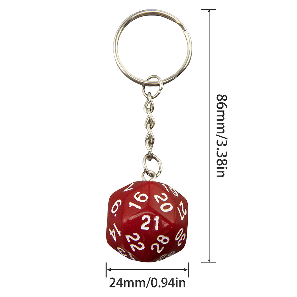 Dice Pendant Keychain Game Souvenirs D30 Dice Keyholder for Men Women Bag