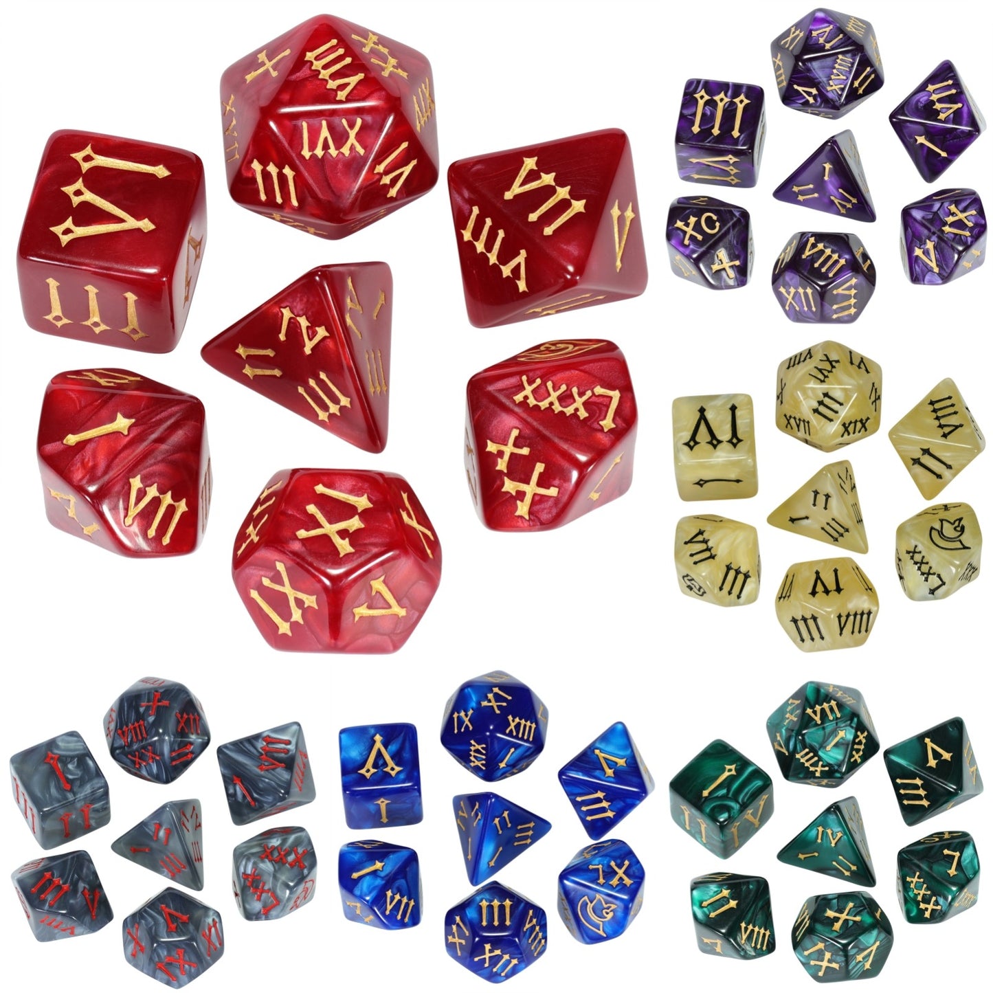 DND Dice Set - 7pcs Polyhedral Dice D4-D20 with Roman Digital for Board Game TRPG DND Game