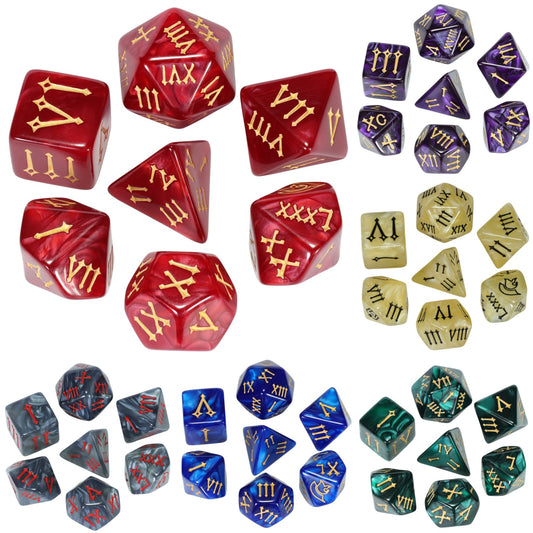 DND Dice Set - 7pcs Polyhedral Dice D4-D20 with Roman Digital for Board Game TRPG DND Game