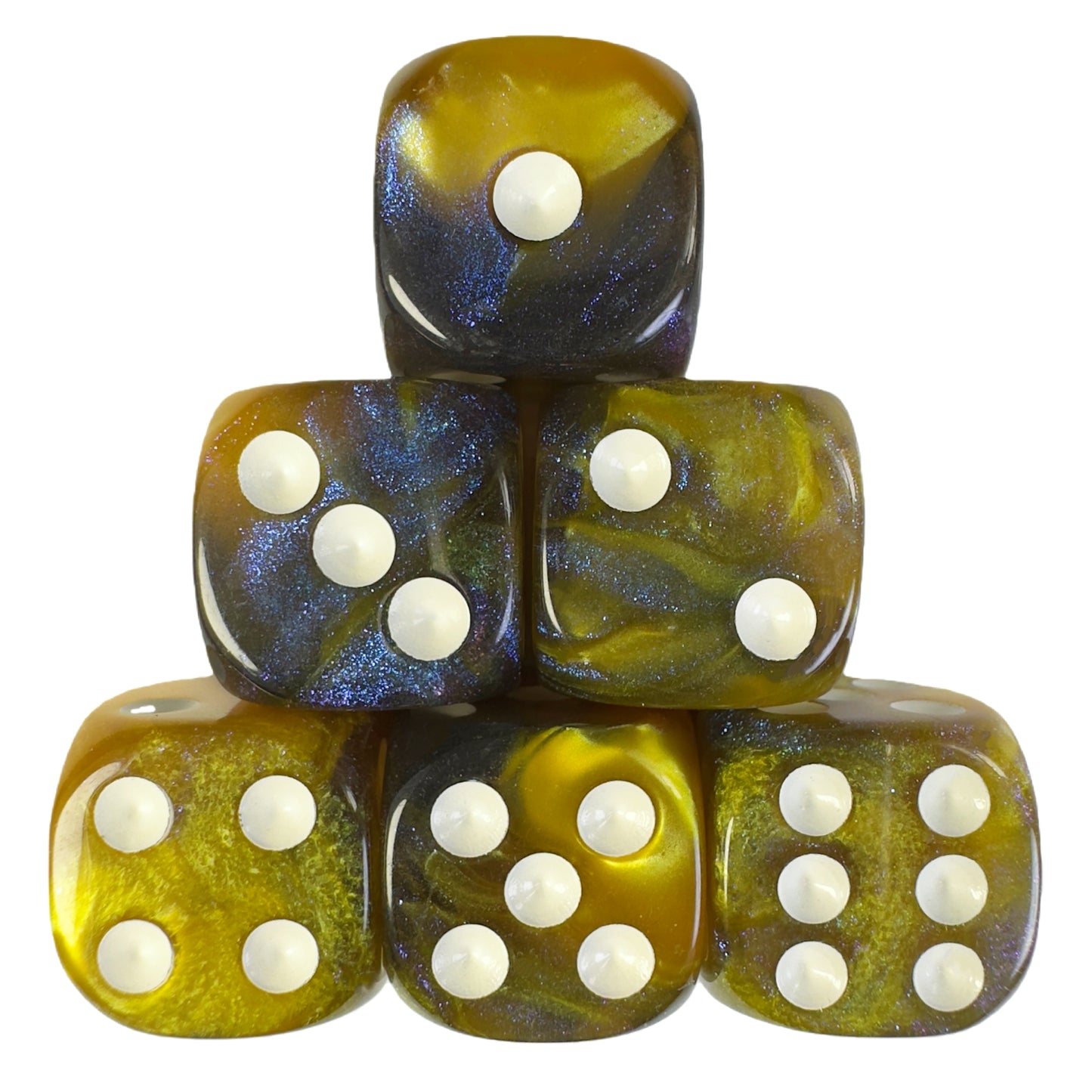 6pcs 16mm DND Dice 6 Sided with Pips, D6 Mixing Color with Glitter Dice for Party Entertainment Table Game