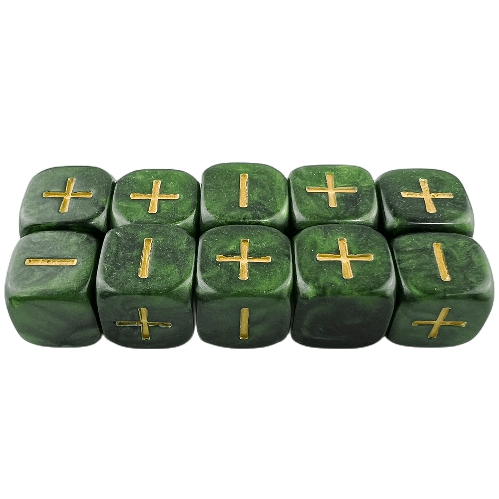 10Pcs Standard Fudge Dice (+/-/0 Symbols) - Compatible with All Fudge-Based Games Marble Effect Dice