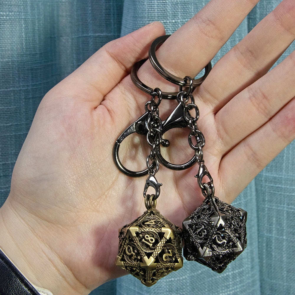Dragon D20 Dice Keychain Fashion Keyring Ornament Key Chain Pendant Men Gifts