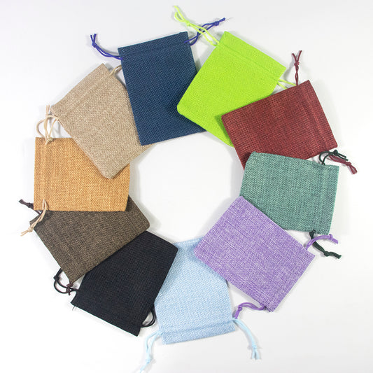 Burlap Drawstring Bags 10pcs Linen Bag Dice Storage Bag for Christmas Gifts Bag, Jewelry Packaging Bags