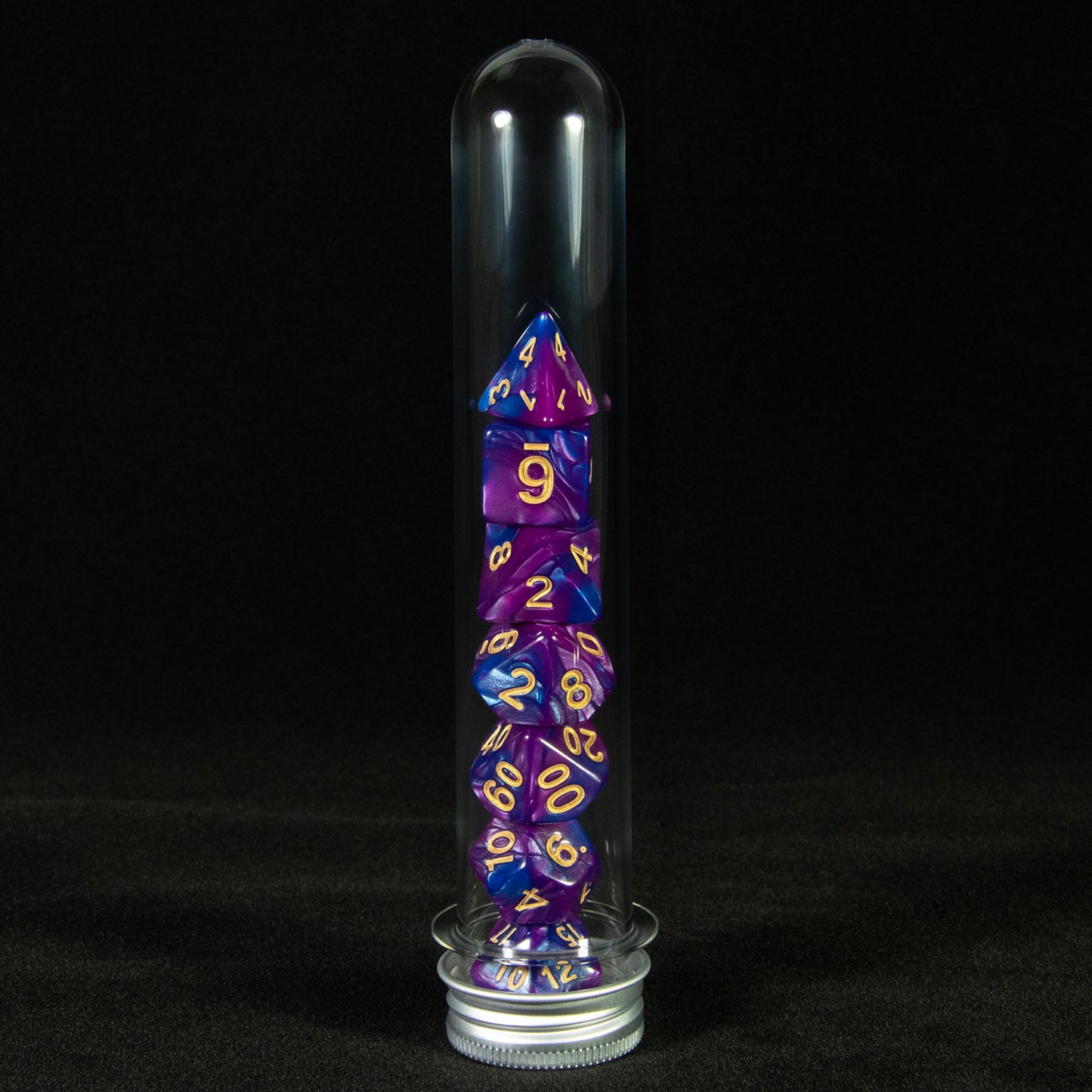 Mixing Colors Glitter Polyhedral Dice Set 7pieces DND Games Dice with Tube for D&D RPG Role Playing Table Games