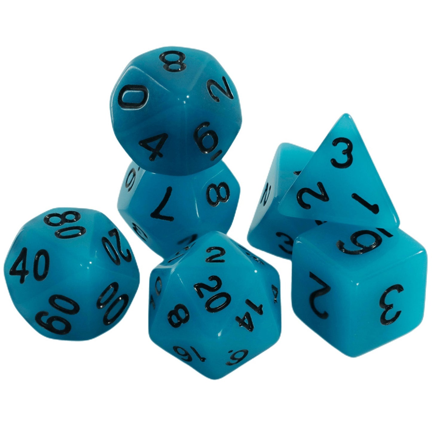 Glowing Dice Polyhedral Dice RPG DND Dice Set 7piece Luminous Dice with Tube for D&D Tabletop Role-Playing Games Party Supplies