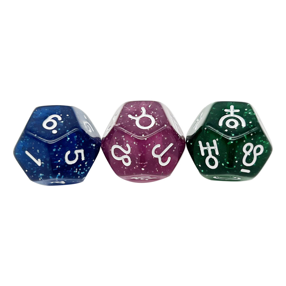 3pcs D12 Astrology Dice for Constellation Divination Leisure and Entertainment Supplies for Party Game Role Playing Game