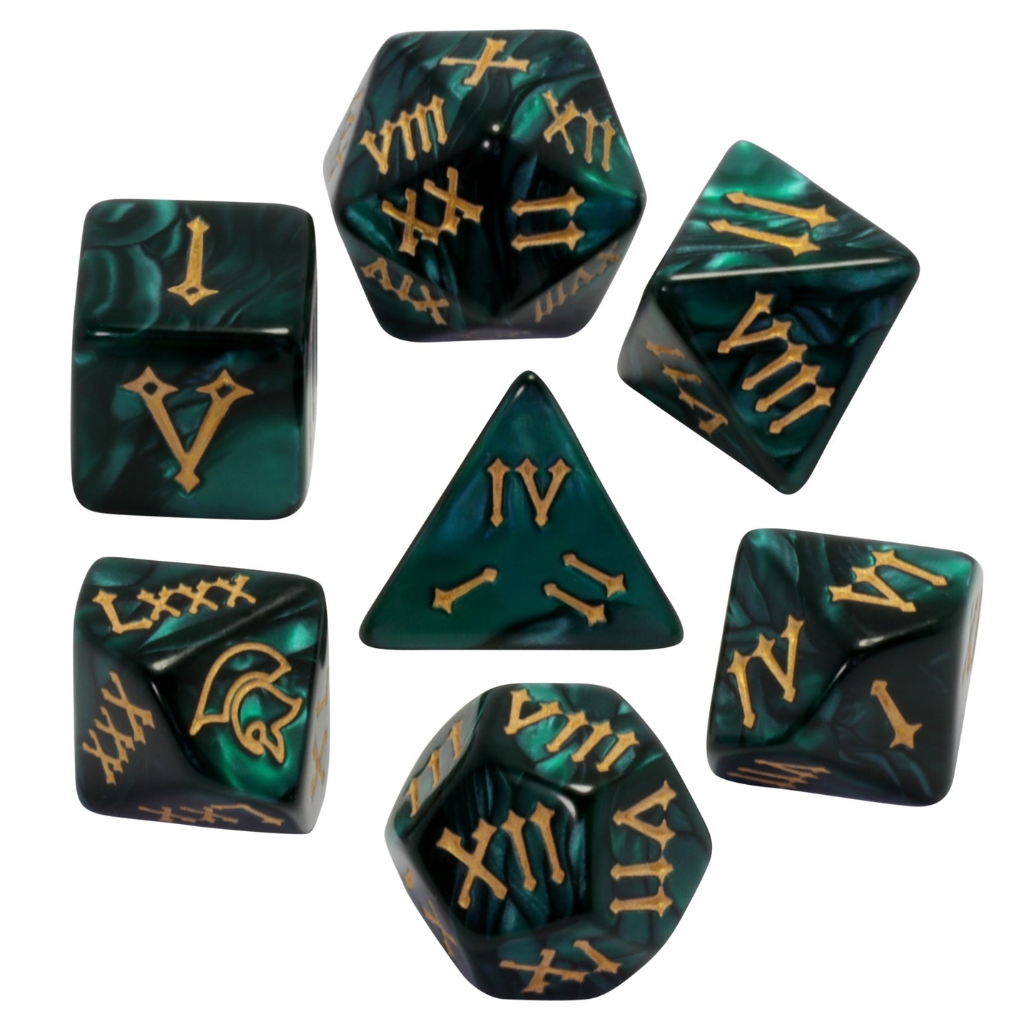 DND Dice Set - 7pcs Polyhedral Dice D4-D20 with Roman Digital for Board Game TRPG DND Game