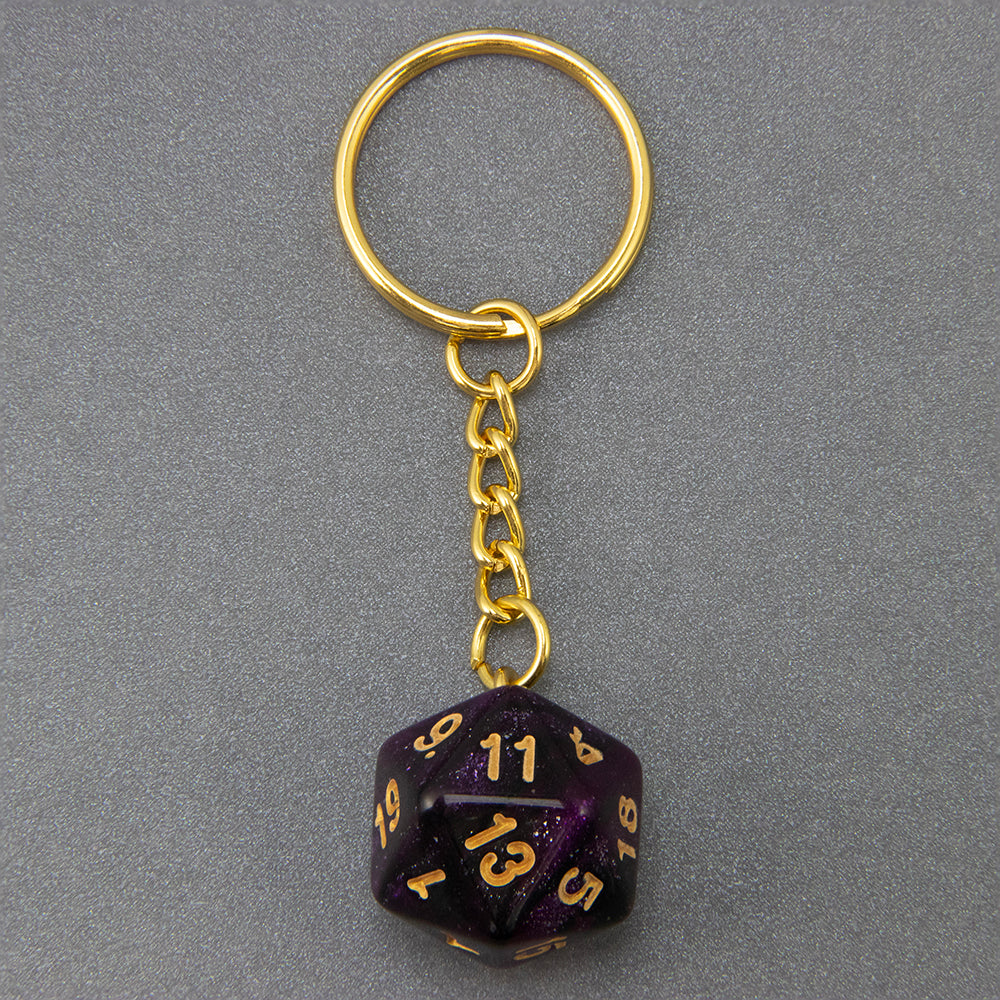 Starry Sky Effect Dice Keychain Fashion Dice Charm Keyring for Pouch Hand Bag Car Pendant