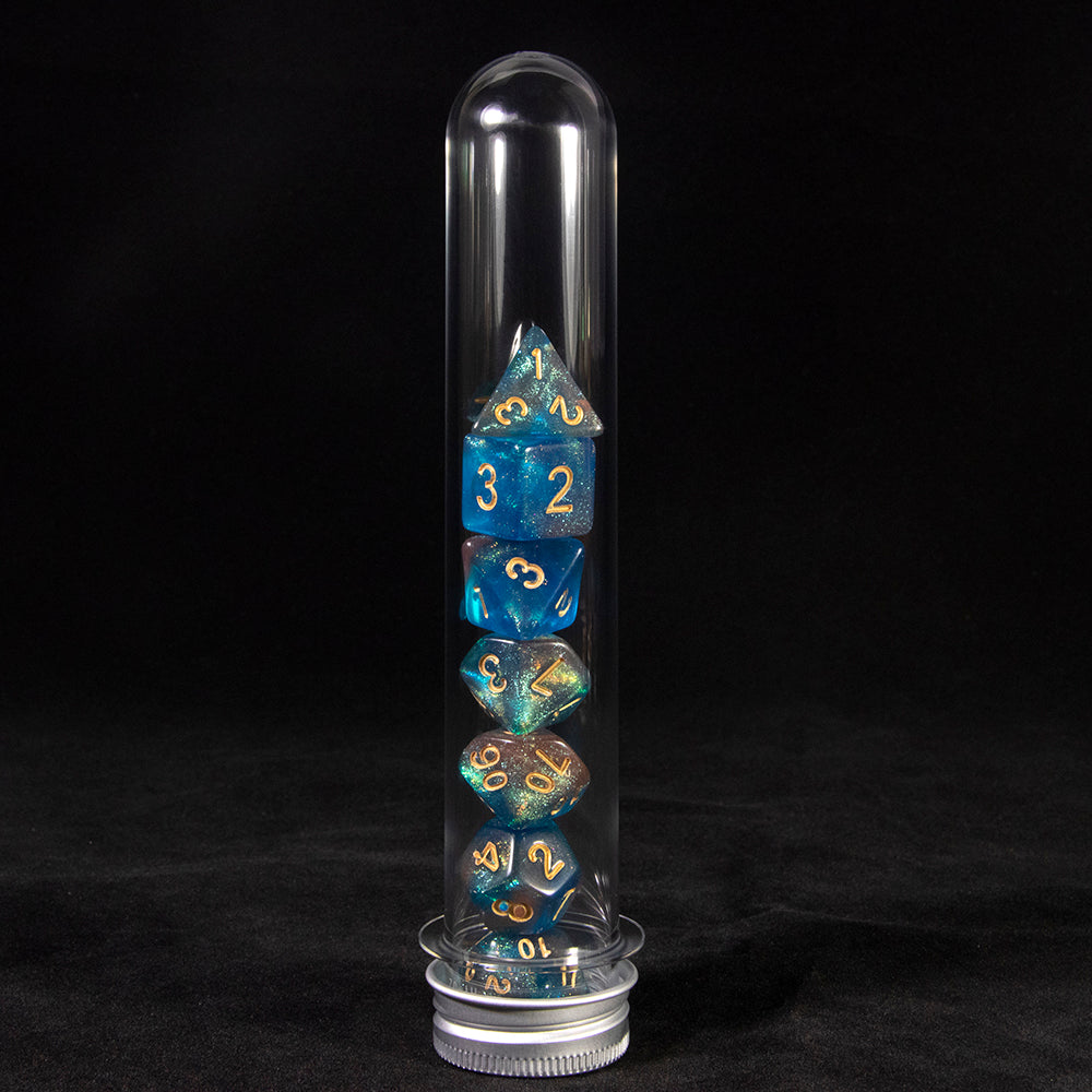 7pcs D&D Dice Set Mixed Color and Glitter Polyhedral Game Dice with Tube, Table Board Playing Game for Bar Club Party