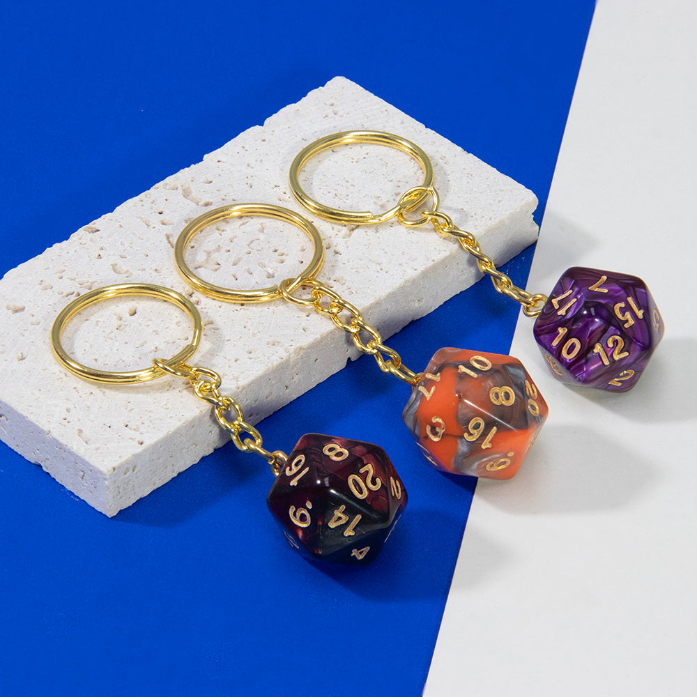 Colored Dice Keychain Lucky Keyring Table Game Souvenirs Perfect for DND Game Lover Gift, Bag, Car Pendant
