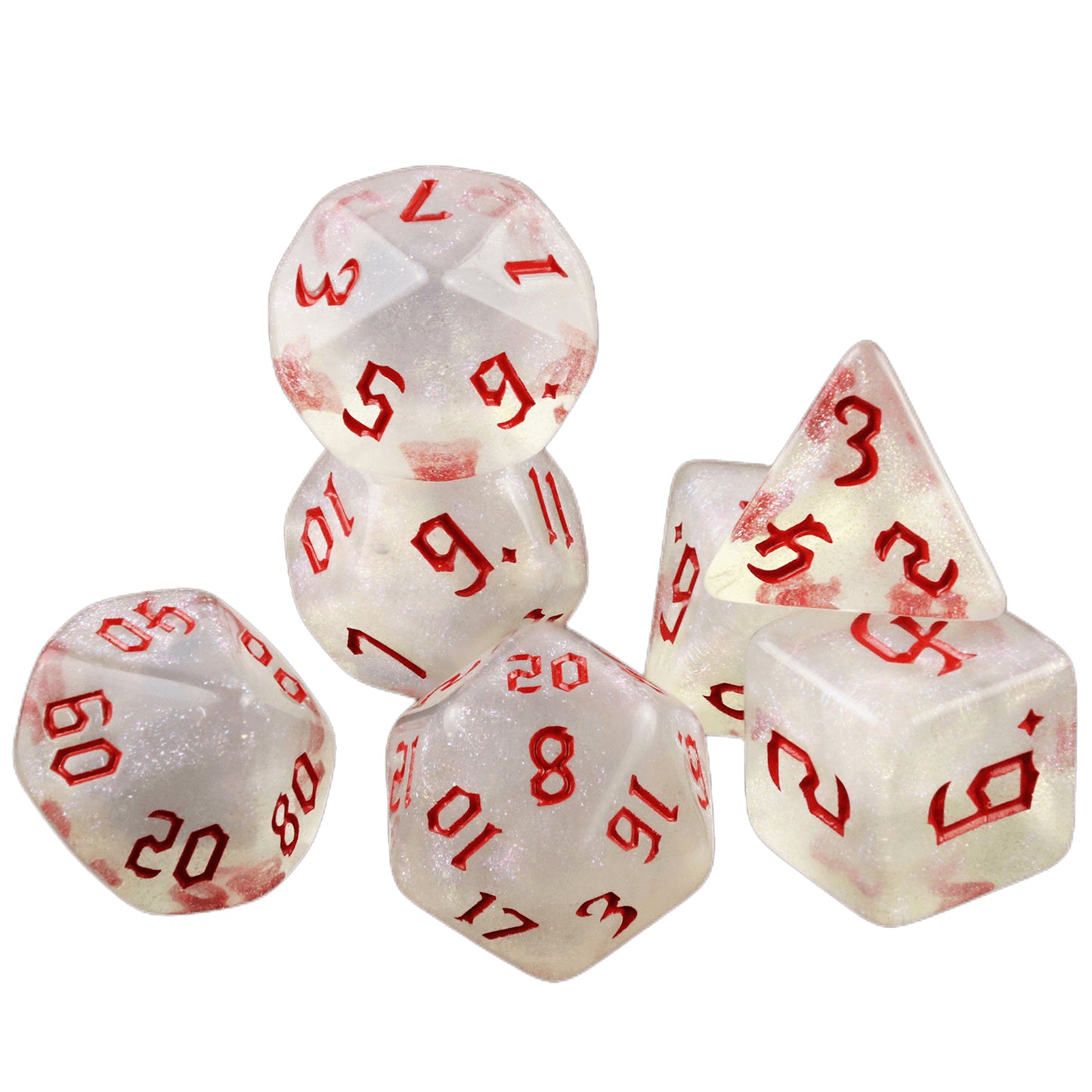 DND Dice Set - 7pcs Polyhedral Game Dice with Glitter Effect for Role Playing, Table Games