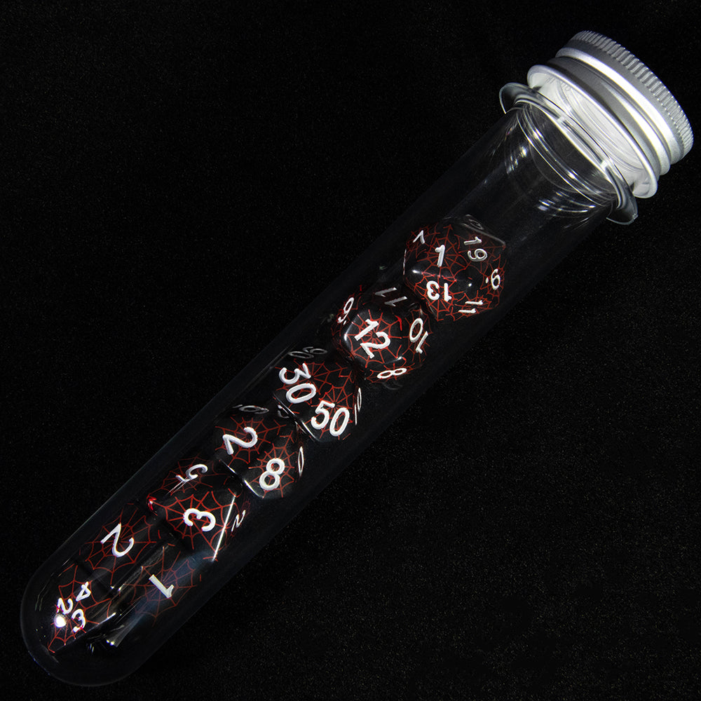 7pcs DND Polyhedral Dice Set Creative Spider Web Design Dice D4-D20 with Tube Playing Table Game for Bar Party Club
