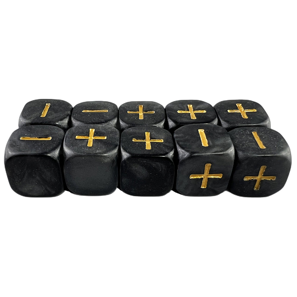 10Pcs Standard Fudge Dice (+/-/0 Symbols) - Compatible with All Fudge-Based Games Marble Effect Dice