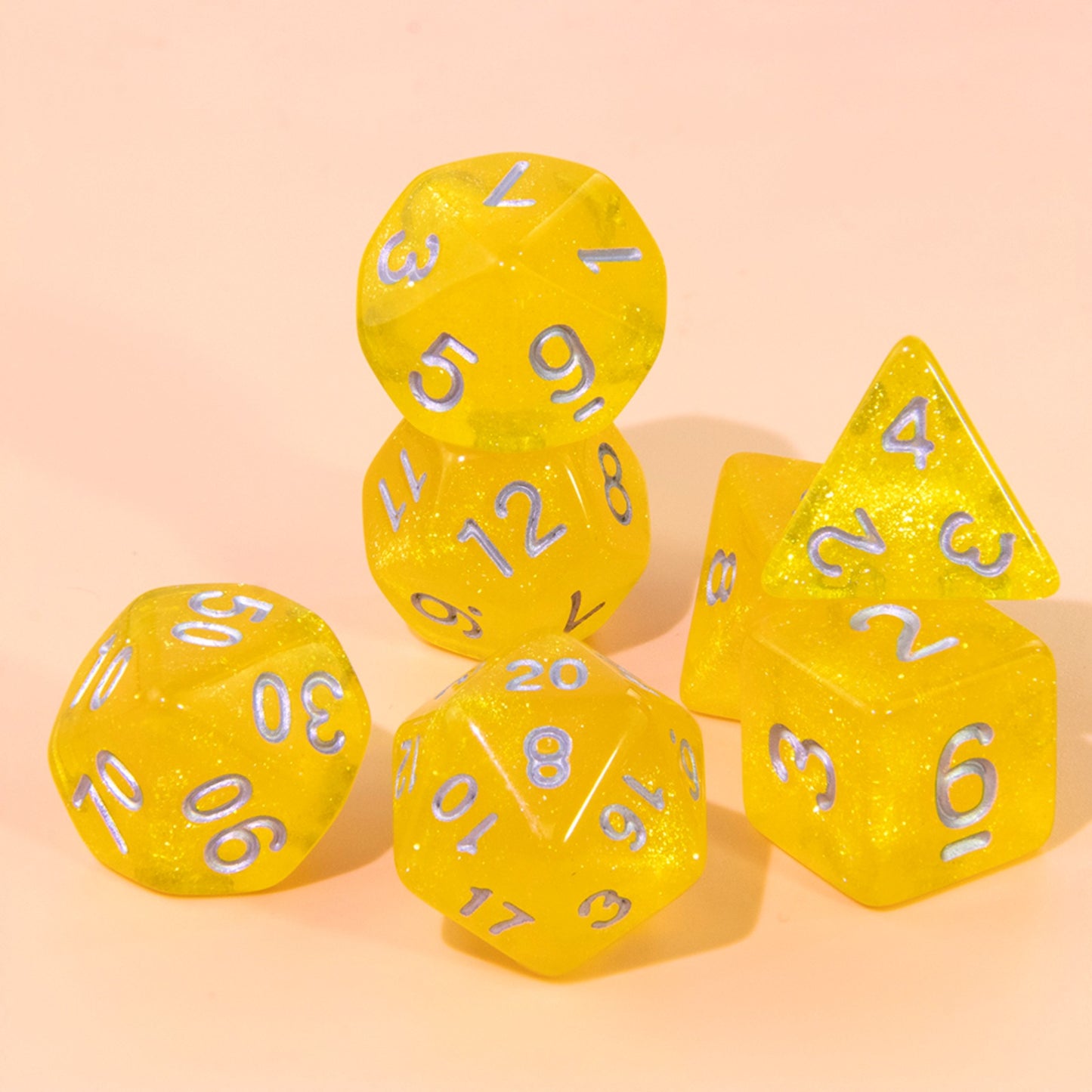 7pcs Glitter Polyhedral Dice Set D4 D6 D8 D% D10 D12 D20 Dice with Tube for D&D RPG Role Playing Game Table Game Accessories