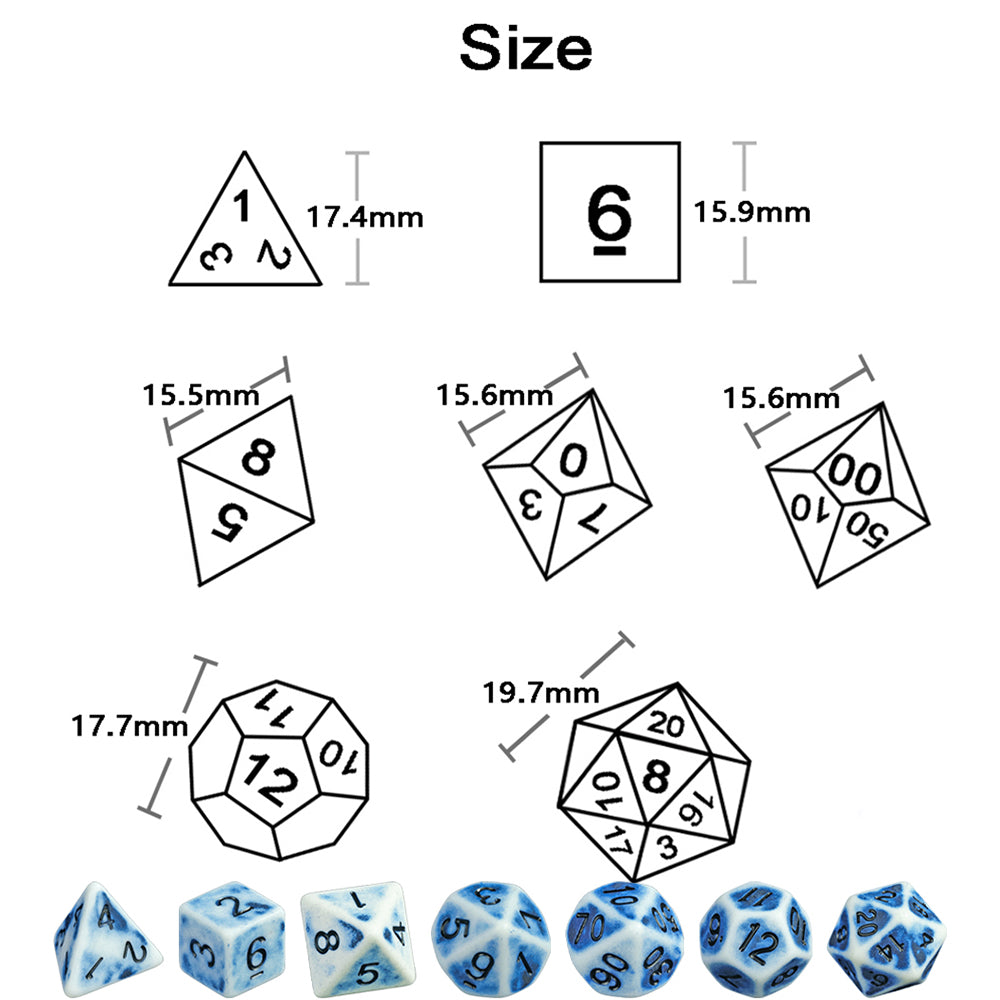 Retro Dice - 7pcs Polyhedral Dice DND Game Dice Set D4-D20 for Party Entertainment Tabletop Game Accessories