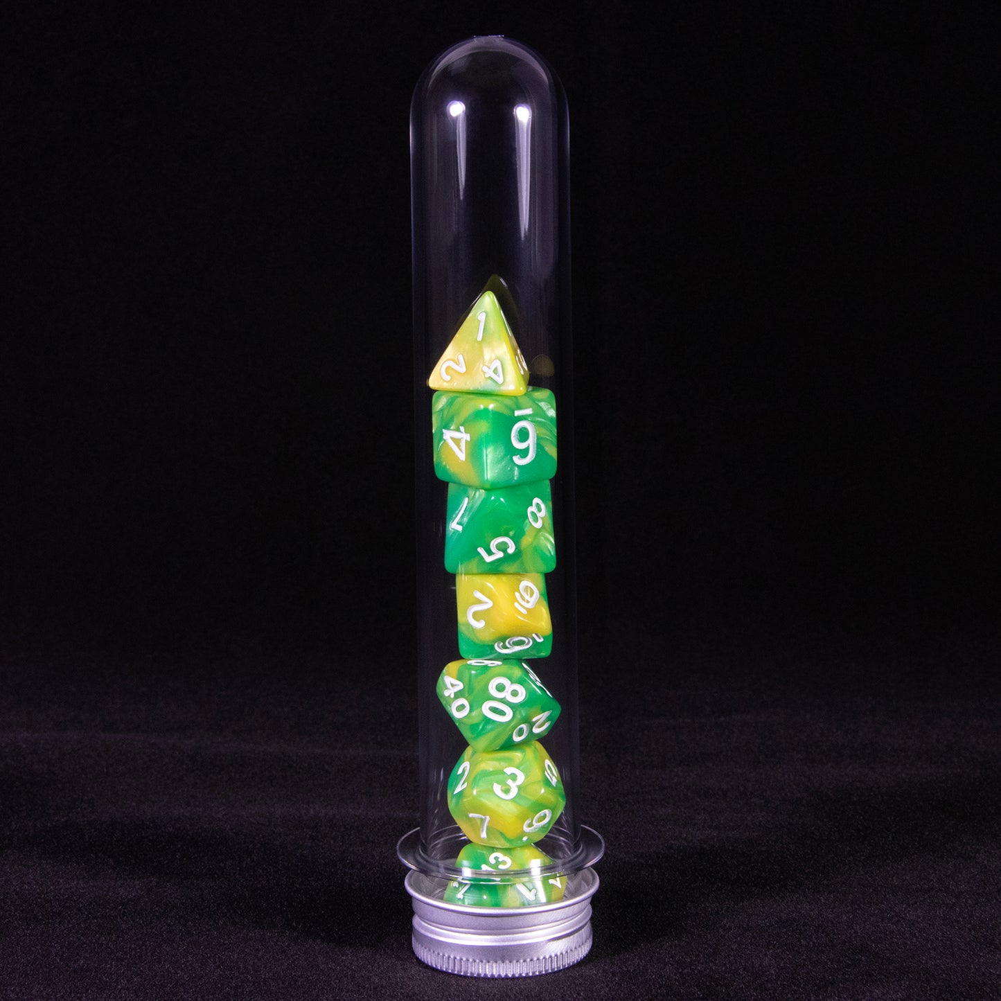 Mixing Colors Glitter Polyhedral Dice Set 7pieces DND Games Dice with Tube for D&D RPG Role Playing Table Games