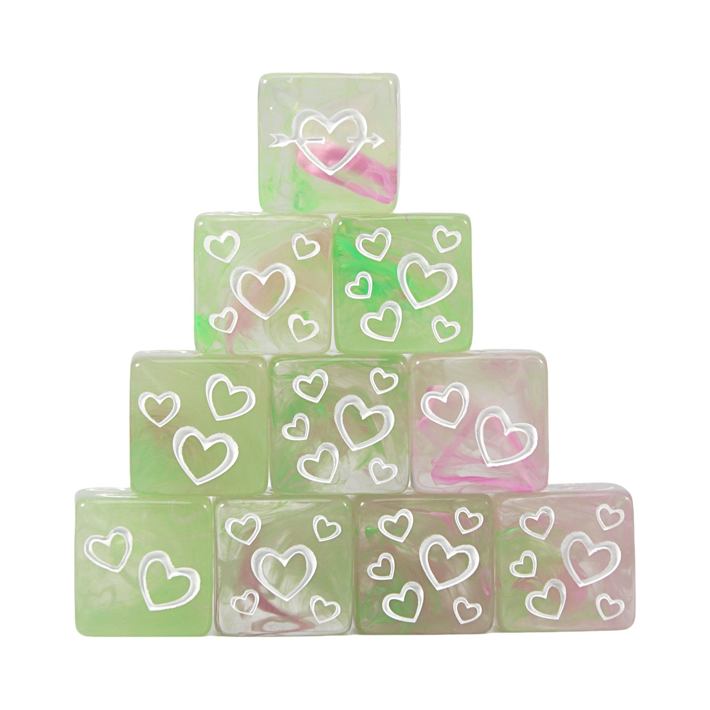 D6 Dice Set 10pcs 16mm Love Heart/leaf/flower/diamond Patterns Game Dice for Board Game, Math Teaching