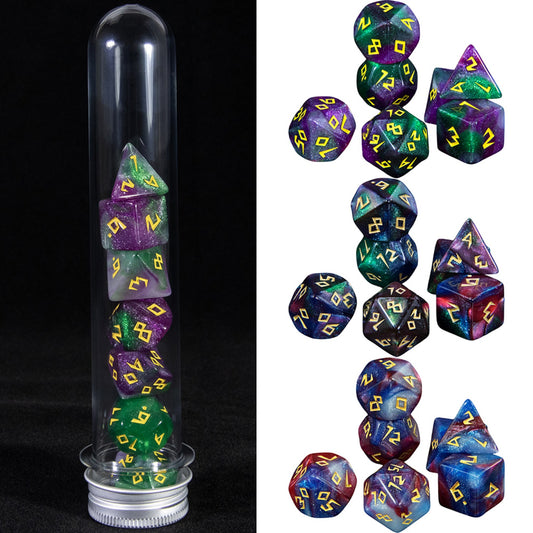 DND Polyhedral Dice Set 7pcs/Set Mixed Color Dice with Tube for DND RPG Game Board Game Prop, As Souvenir Gift