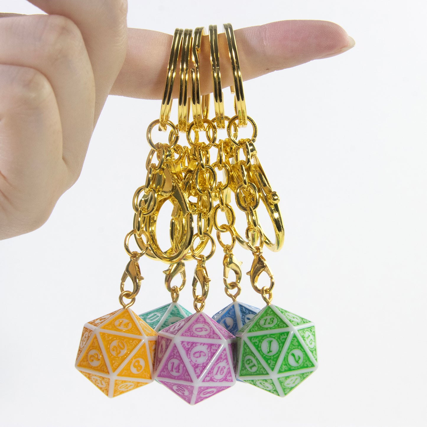 Lucky Dice Keychain, Colorful Acrylic Key Holder Bag Car Pendant, DND RPG Table Game Fans Souvenir Gift Jewelry