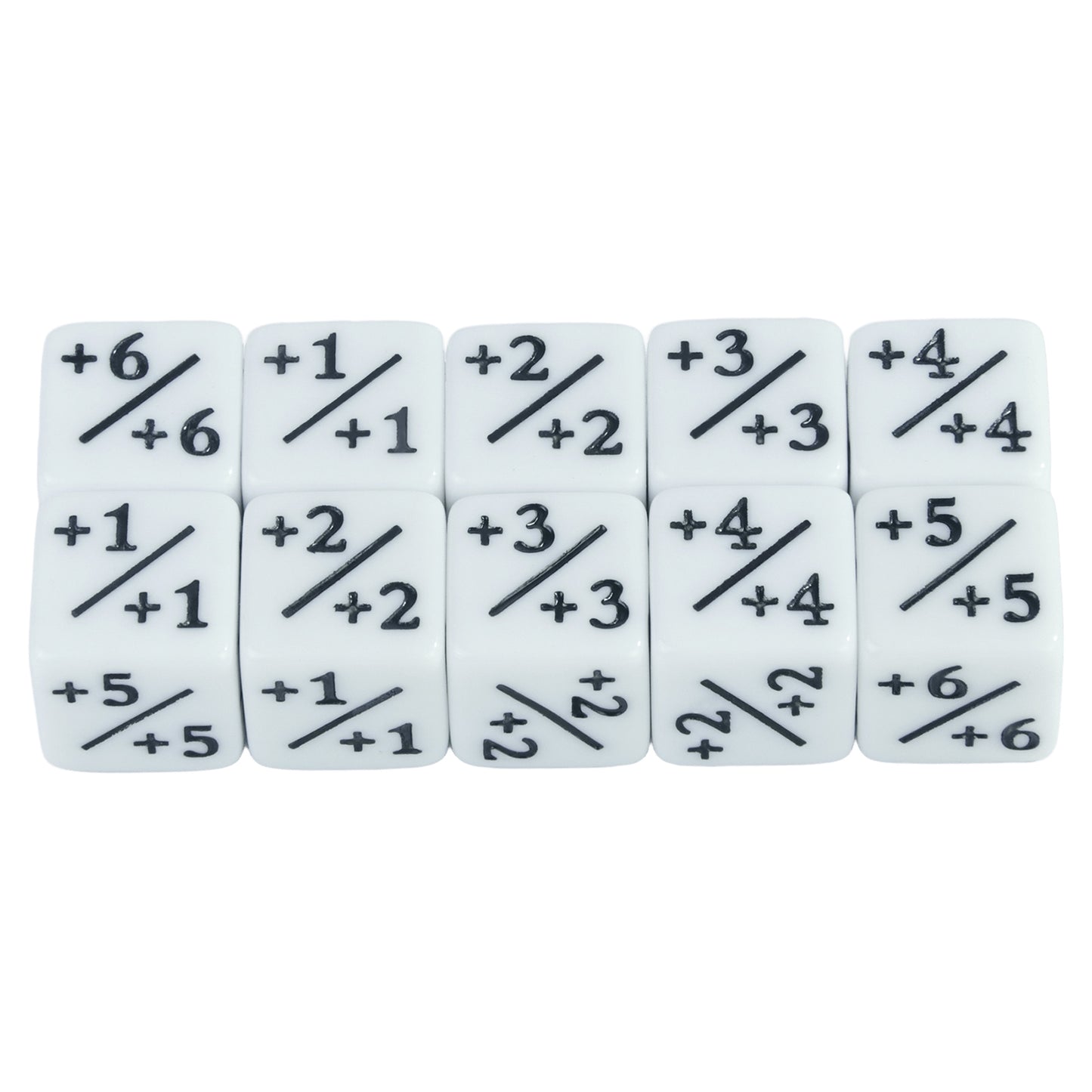 Six Sided Dice Set D6 Counters +1/+1 and -1/-1 Set of 10 Dice for Math Teaching, Card Game Accessories