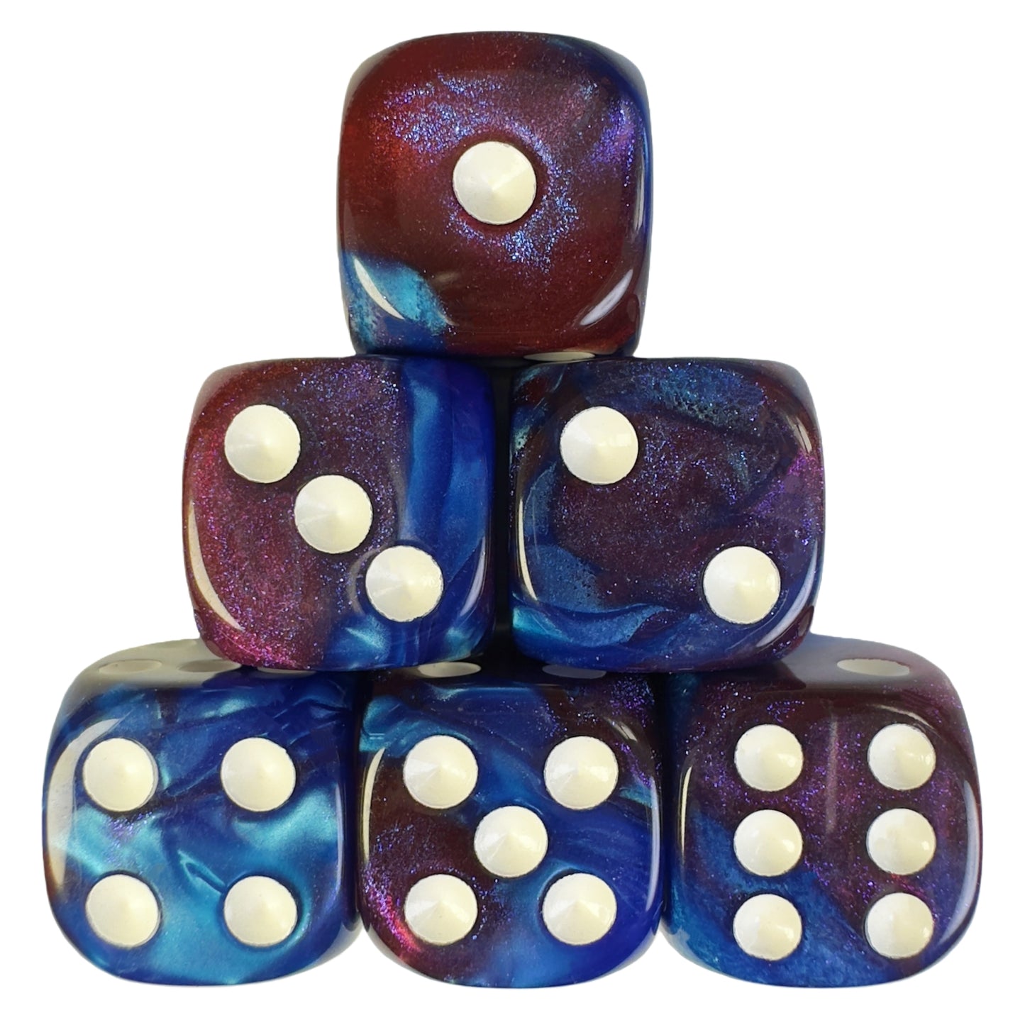 6pcs 16mm DND Dice 6 Sided with Pips, D6 Mixing Color with Glitter Dice for Party Entertainment Table Game