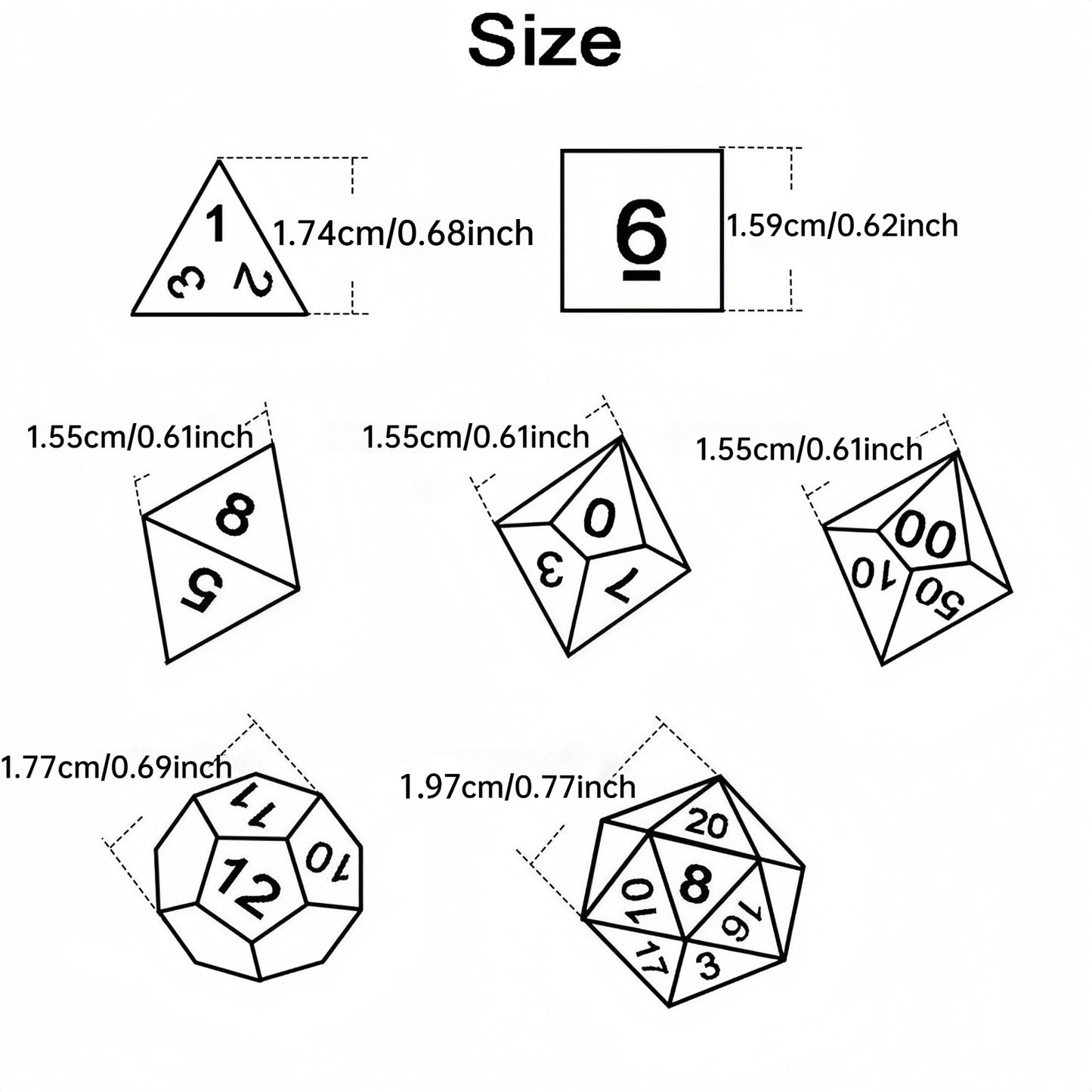 7pcs DND Dice Set Splatter Effect Polyhedral Dice D4-D20 for Role Playing DND Board Game