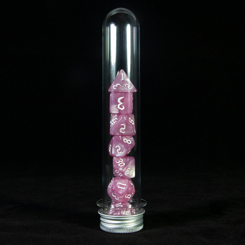 DND Polyhedral Dice Set 7 Pieces Marble Effect Game Dice Set with Tube for D&D RPG Role Playing Table Games