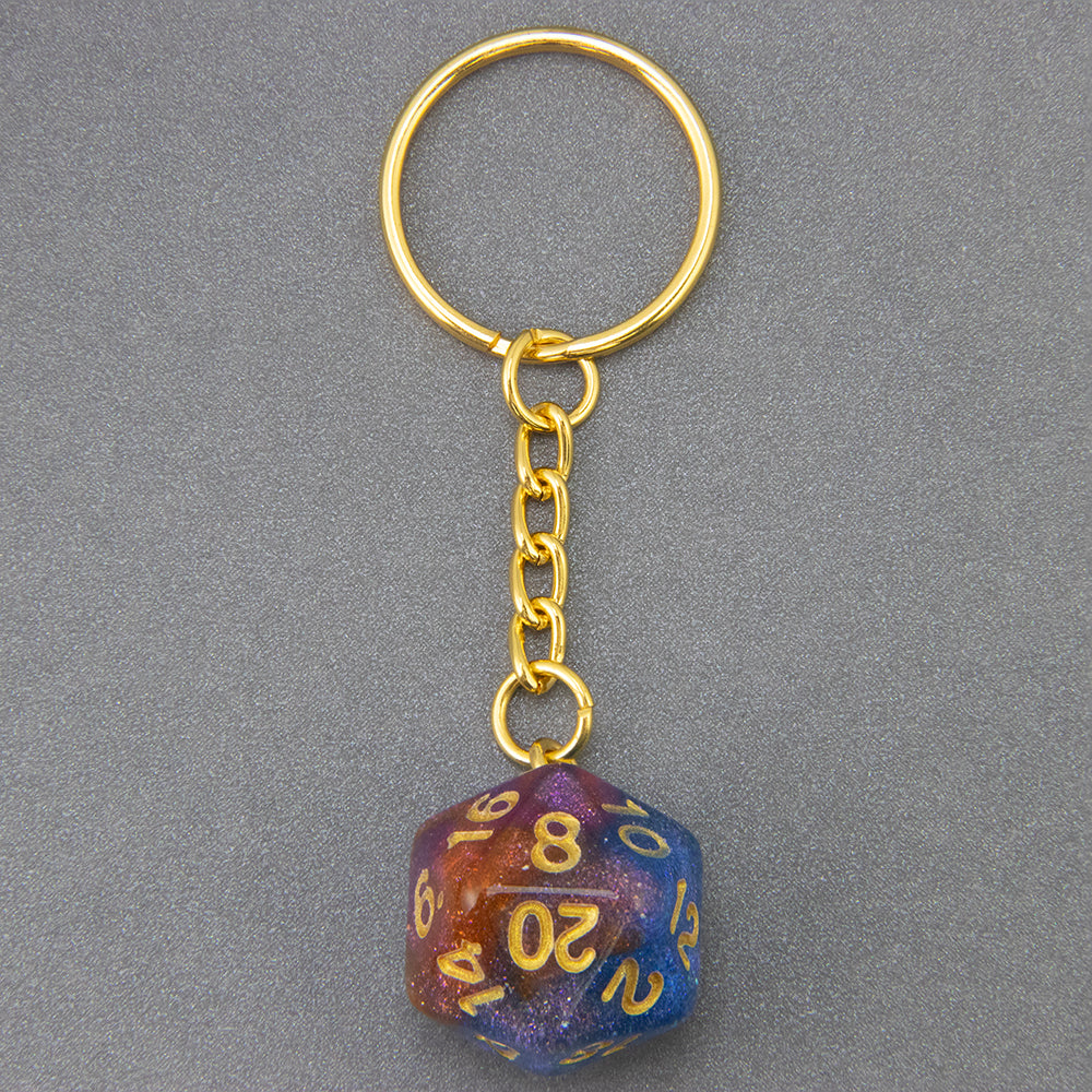 Galaxy Effect Dice Keychains D4-D20 Dice Keyring Car Bag Keychains Key Holder Men Women Gift